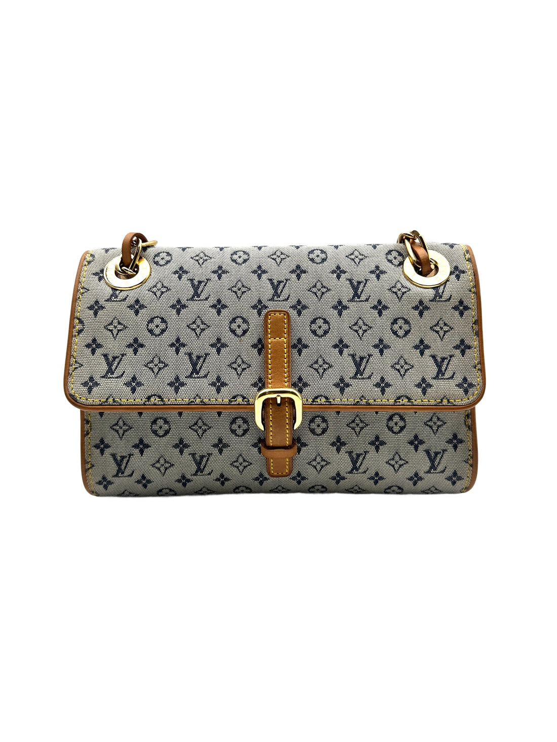 LV Monogram Denim Chain Flap Envelope Hobo Bag LV1409