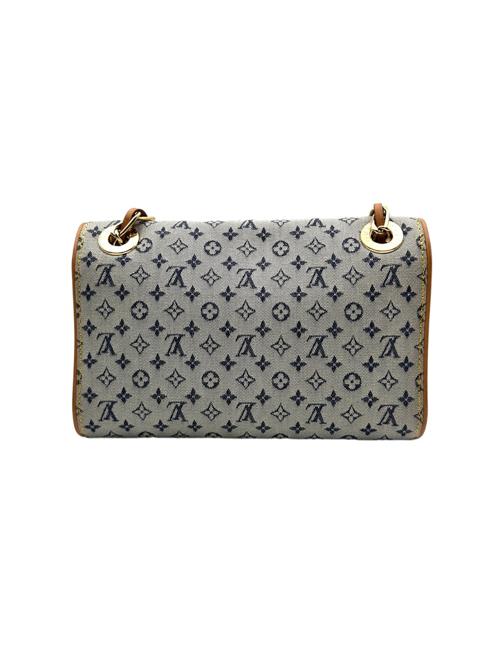 LV Monogram Denim Chain Flap Envelope Hobo Bag LV1409