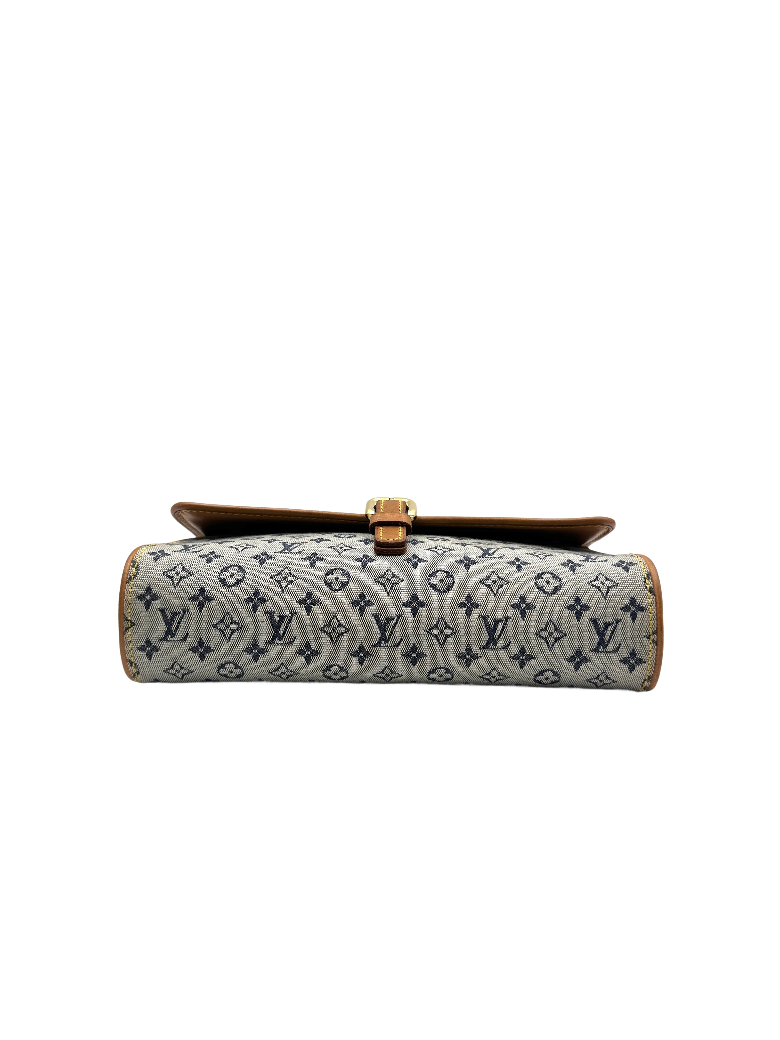 LV Monogram Denim Chain Flap Envelope Hobo Bag LV1409