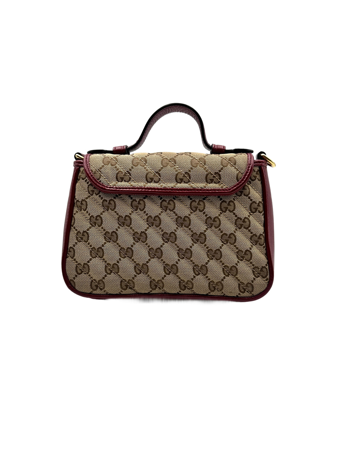 Gucci Marmont Matelasse Top Handle Khaki Red Shoulder Bag GG609
