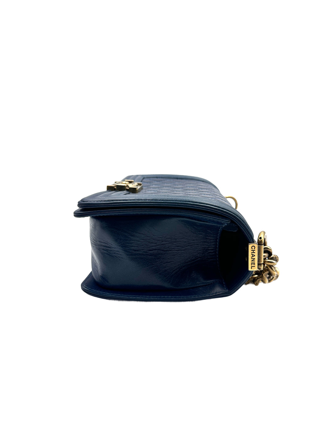 Chanel LeBoy Quilted Leather Chain Bag Blue (17***31) CC910