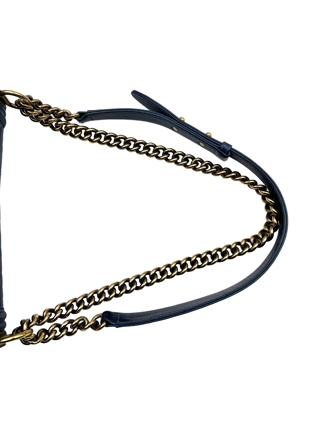 Chanel LeBoy Quilted Leather Chain Bag Blue (17***31) CC910