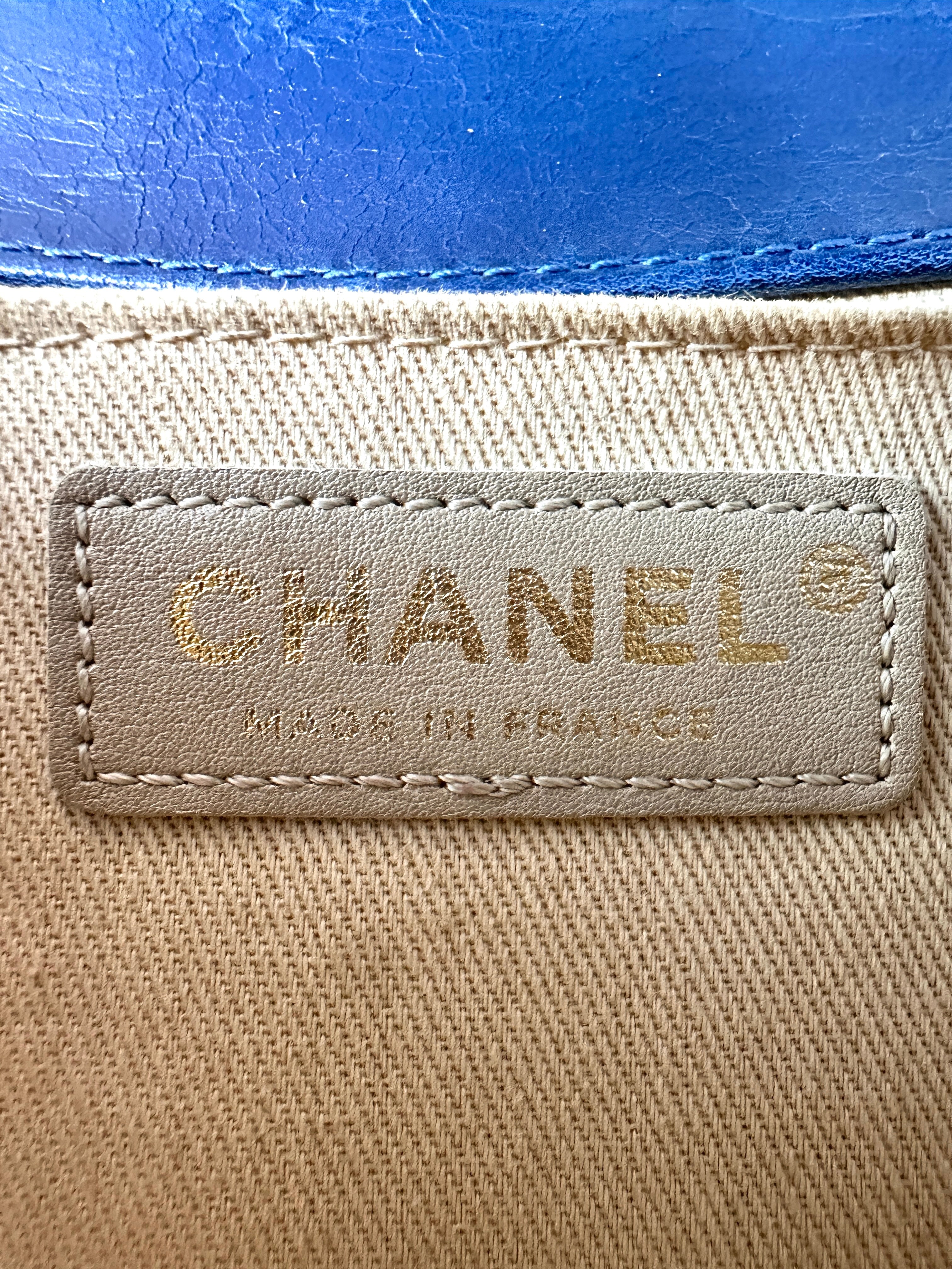 Chanel LeBoy Quilted Leather Chain Bag Blue (17***31) CC910