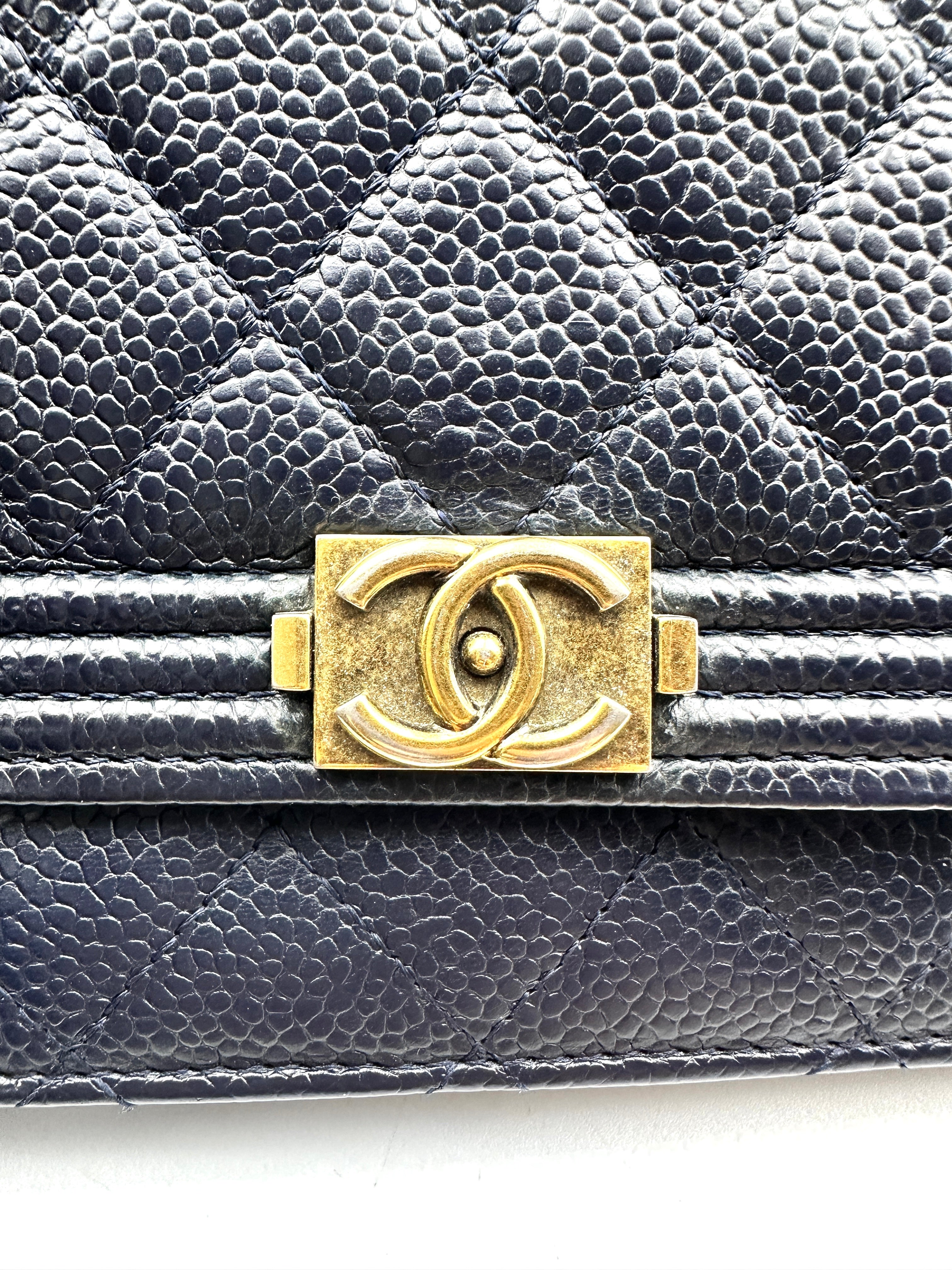 Chanel LeBoy Grained Calfskin Leather WOC Bag Blue (20***16) CC911