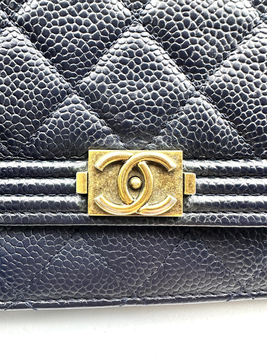 Chanel LeBoy Grained Calfskin Leather WOC Bag Blue (20***16) CC911