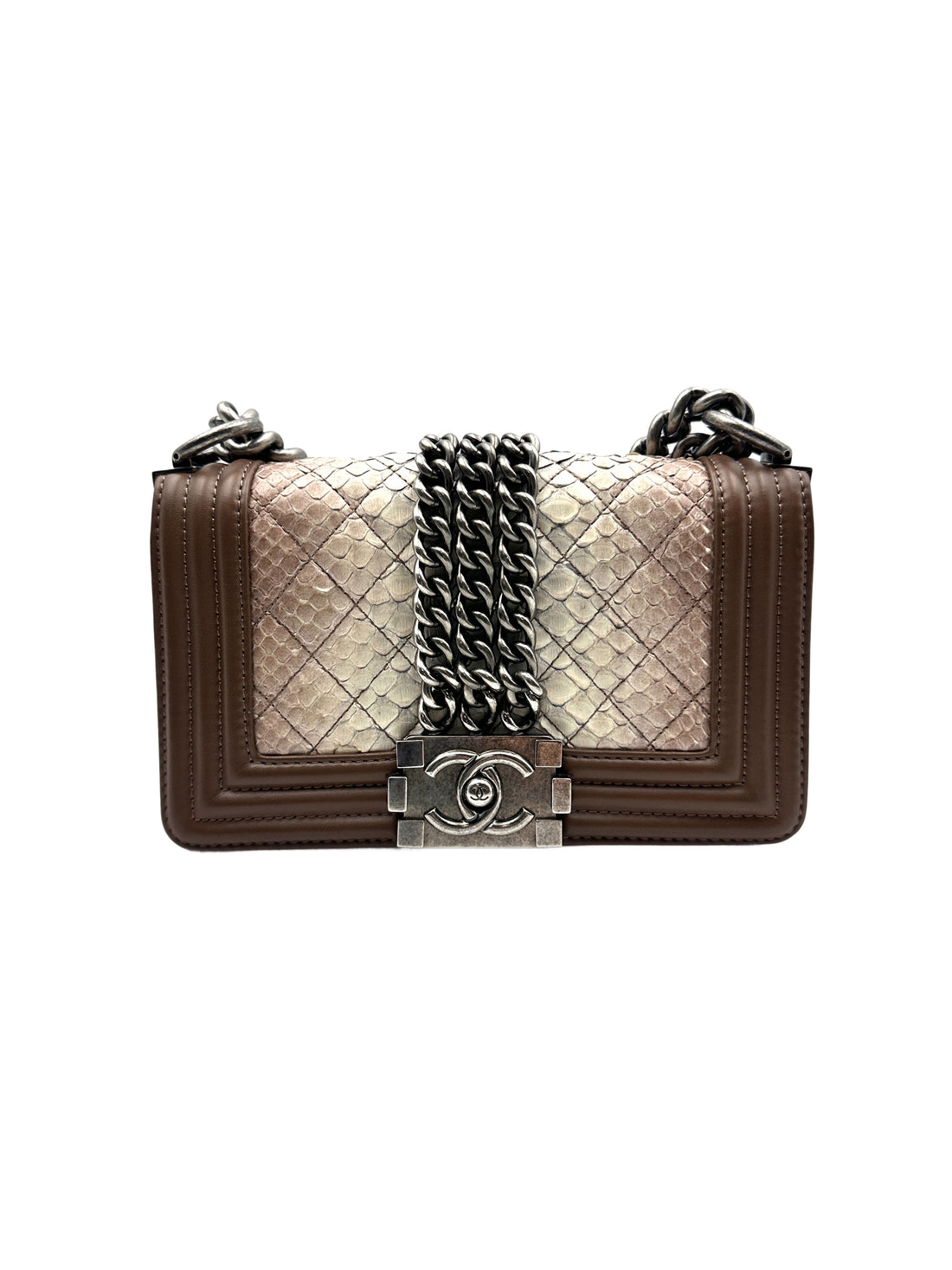 Chanel Gradient Snakeskin and Brown Leather Leboy Small Bag(17***53 ) CC913