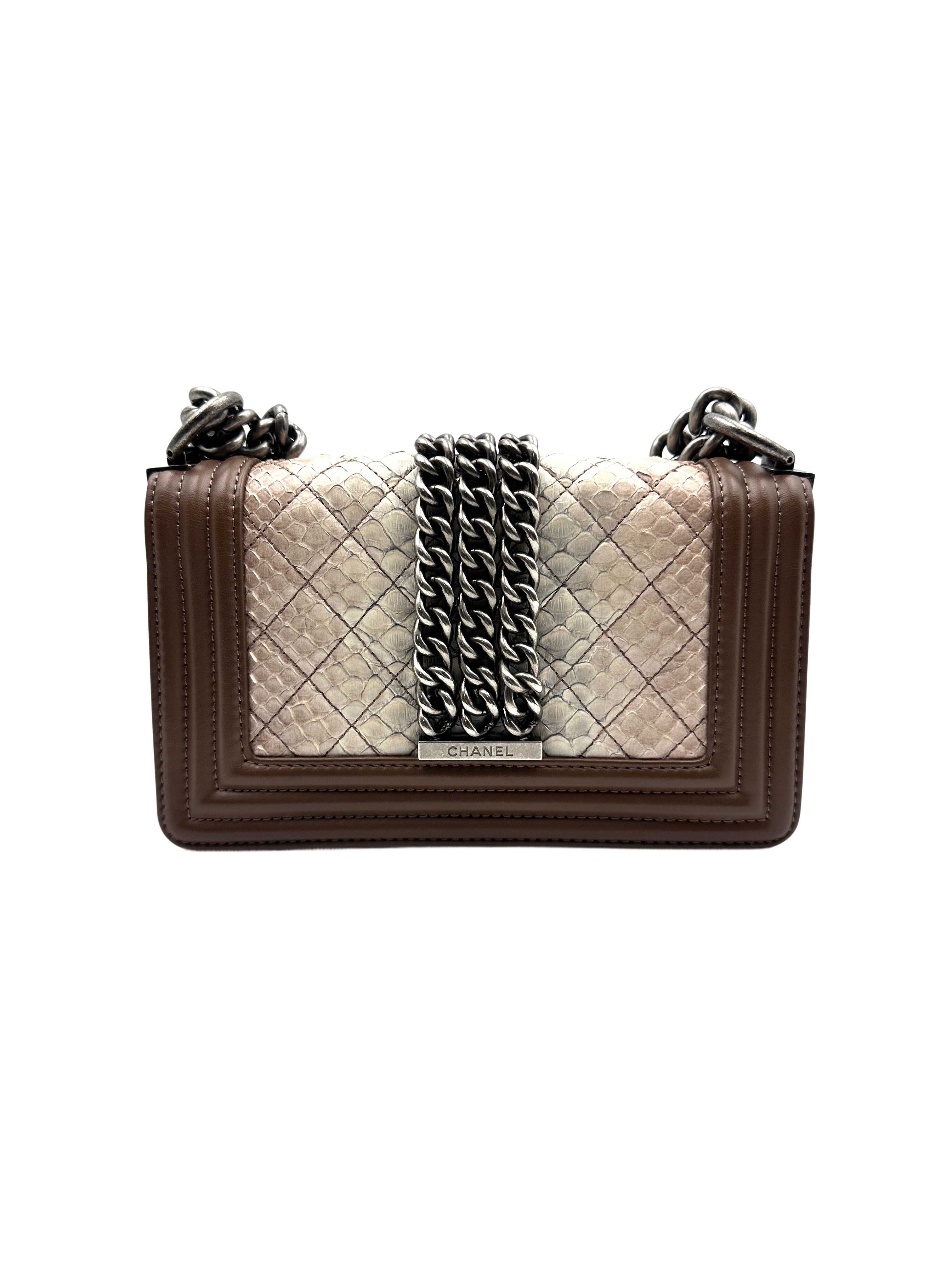 Chanel Gradient Snakeskin and Brown Leather Leboy Small Bag(17***53 ) CC913