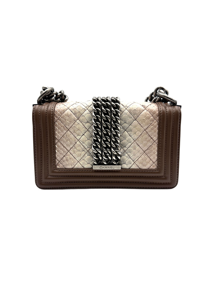 Chanel Gradient Snakeskin and Brown Leather Leboy Small Bag(17***53 ) CC913
