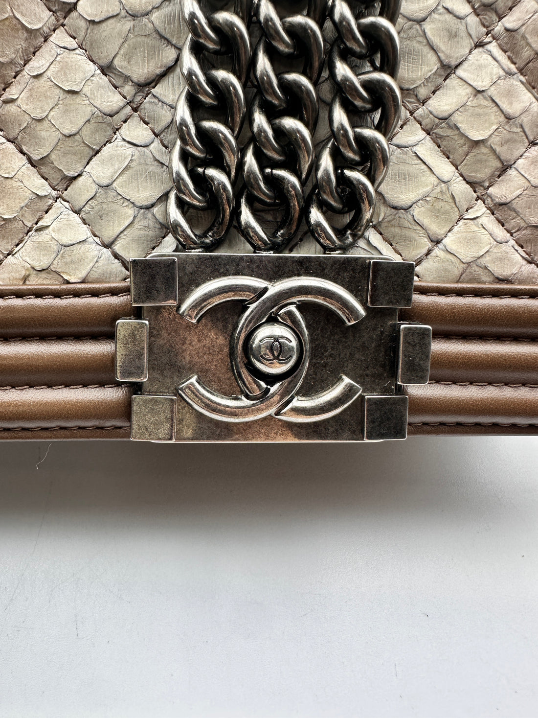 Chanel Gradient Snakeskin and Brown Leather Leboy Small Bag(17***53 ) CC913