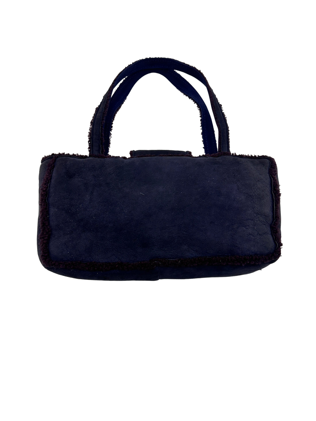 Chanel Suede and Shearling Teddy Baguette Shoulder Bag Dark Blue(54***60) CC914