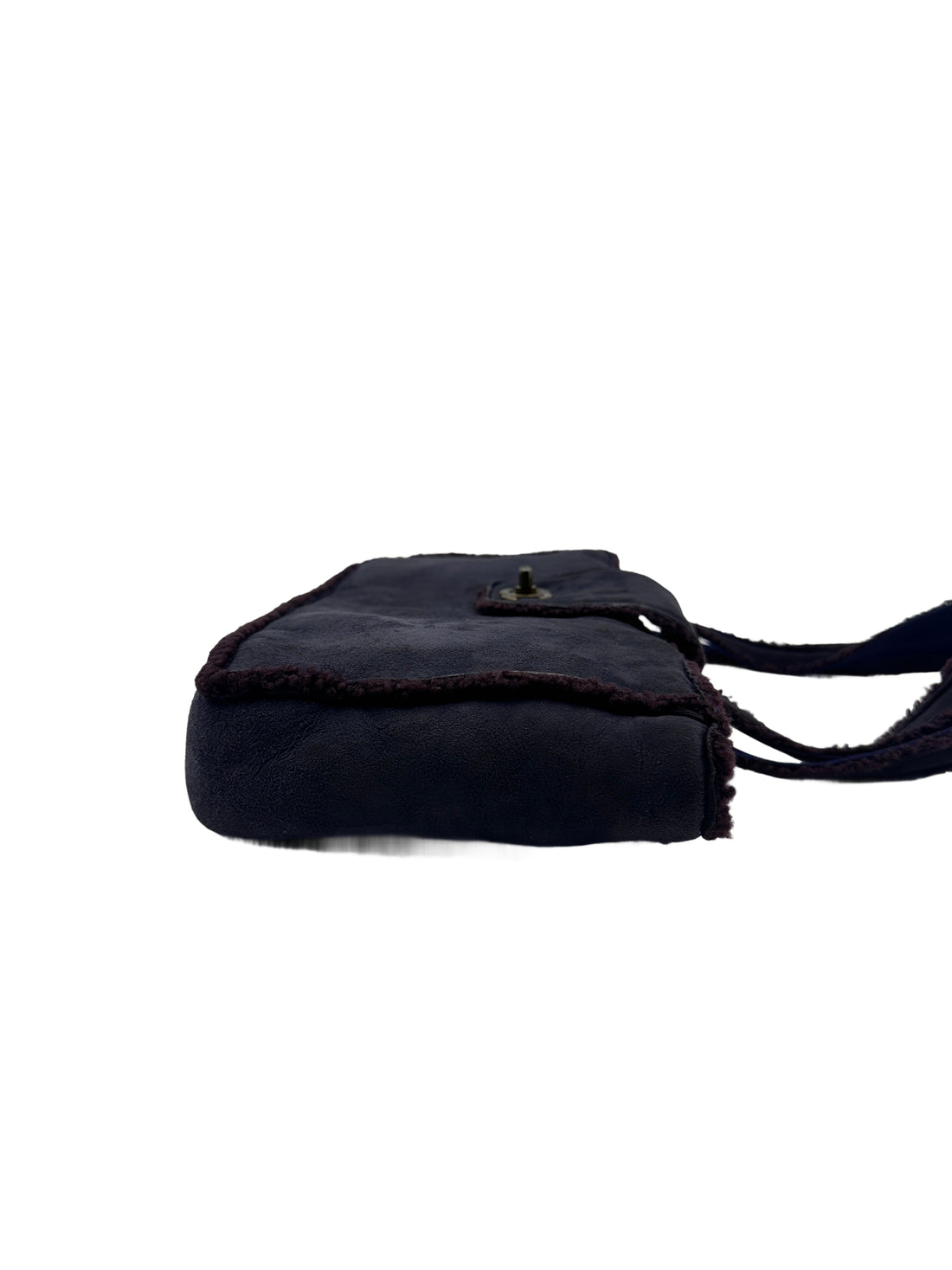 Chanel Suede and Shearling Teddy Baguette Shoulder Bag Dark Blue(54***60) CC914