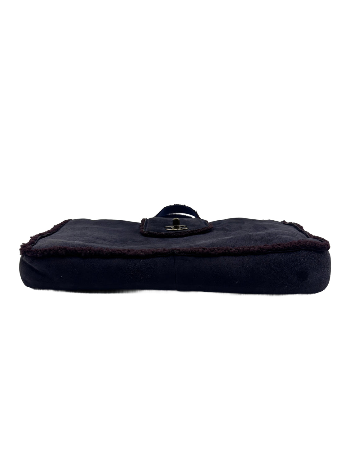 Chanel Suede and Shearling Teddy Baguette Shoulder Bag Dark Blue(54***60) CC914