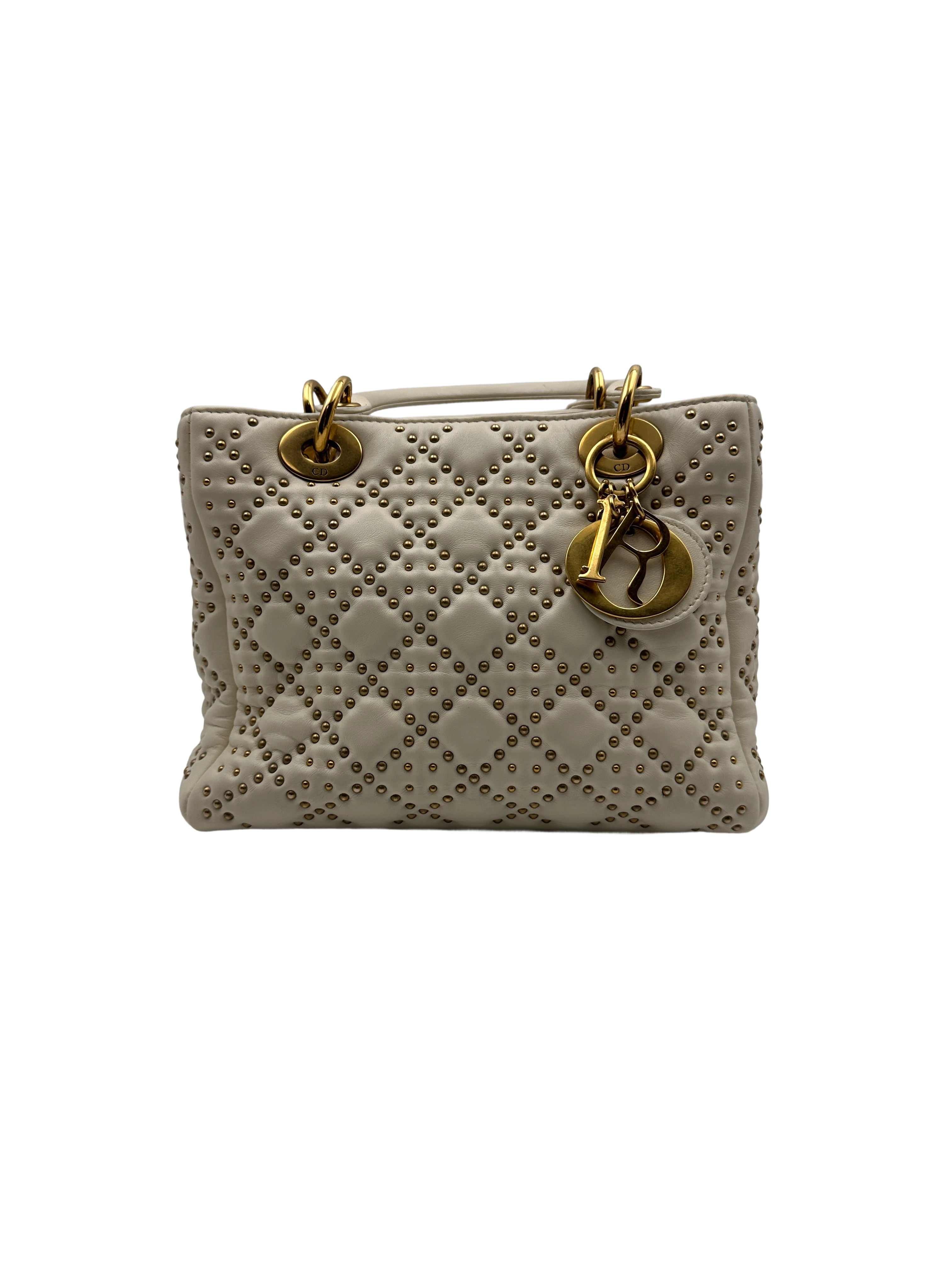 Dior White Lady Dior Bag with Gold Hardware DR349