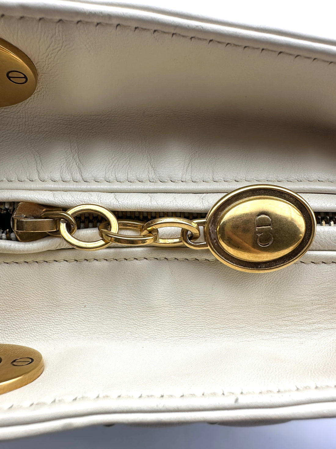 Dior White Lady Dior Bag with Gold Hardware DR349
