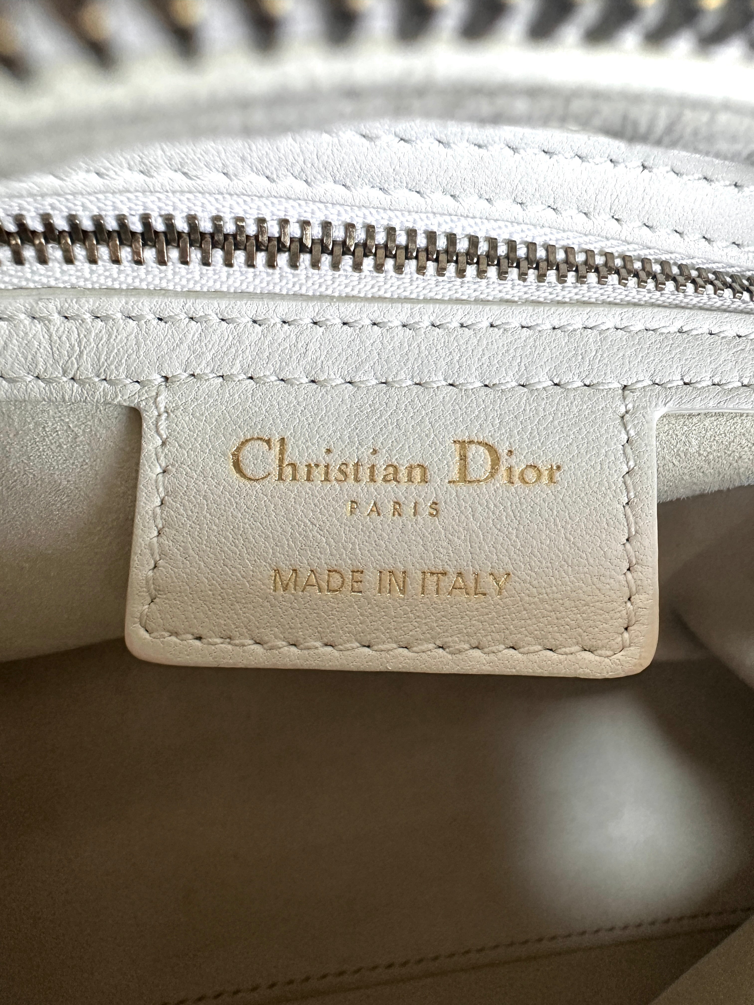 Dior White Lady Dior Bag with Gold Hardware DR349