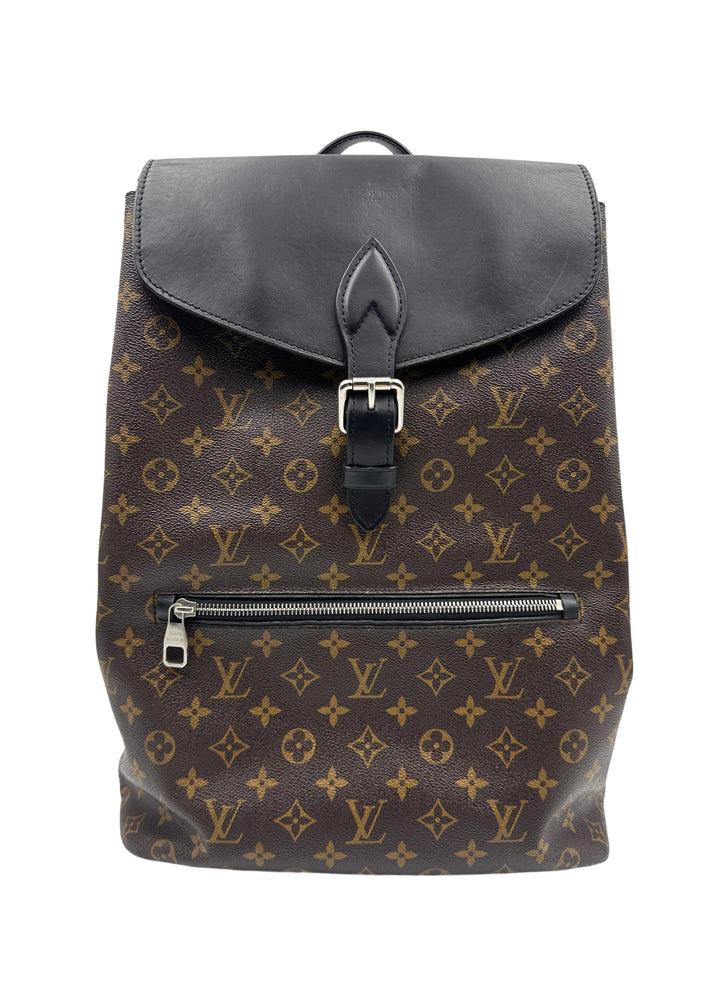 Louis Vuitton Palk Backpack in Monogram Macassar Canvas with Black Leather Trim LV1413