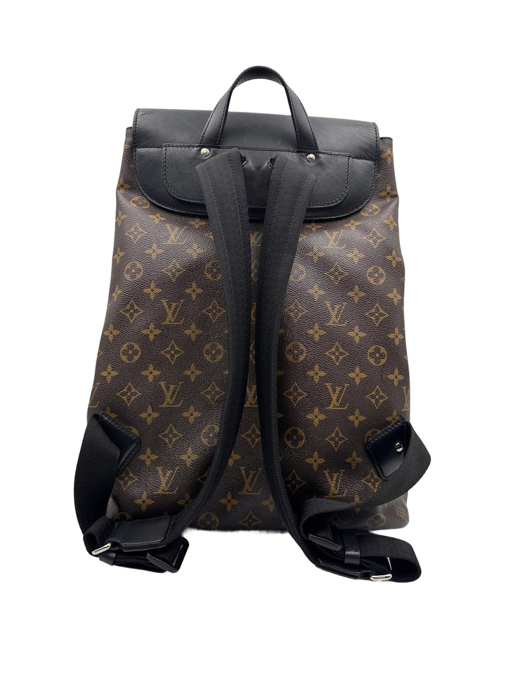 Louis Vuitton Palk Backpack in Monogram Macassar Canvas with Black Leather Trim LV1413