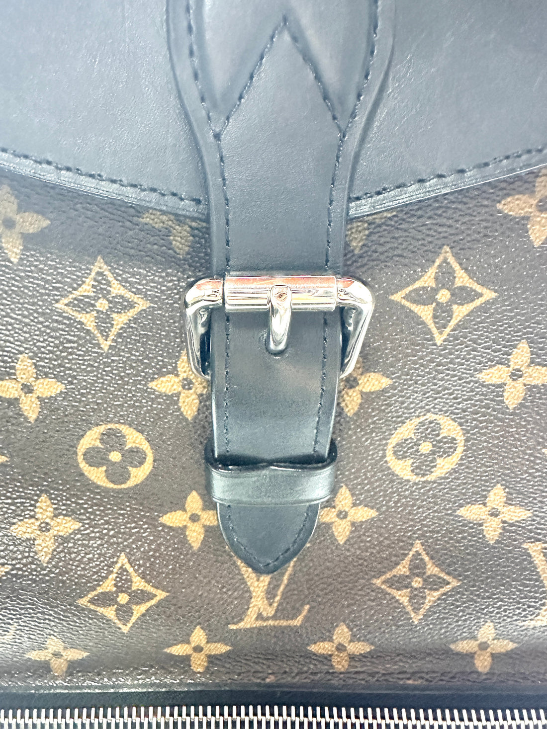 Louis Vuitton Palk Backpack in Monogram Macassar Canvas with Black Leather Trim LV1413