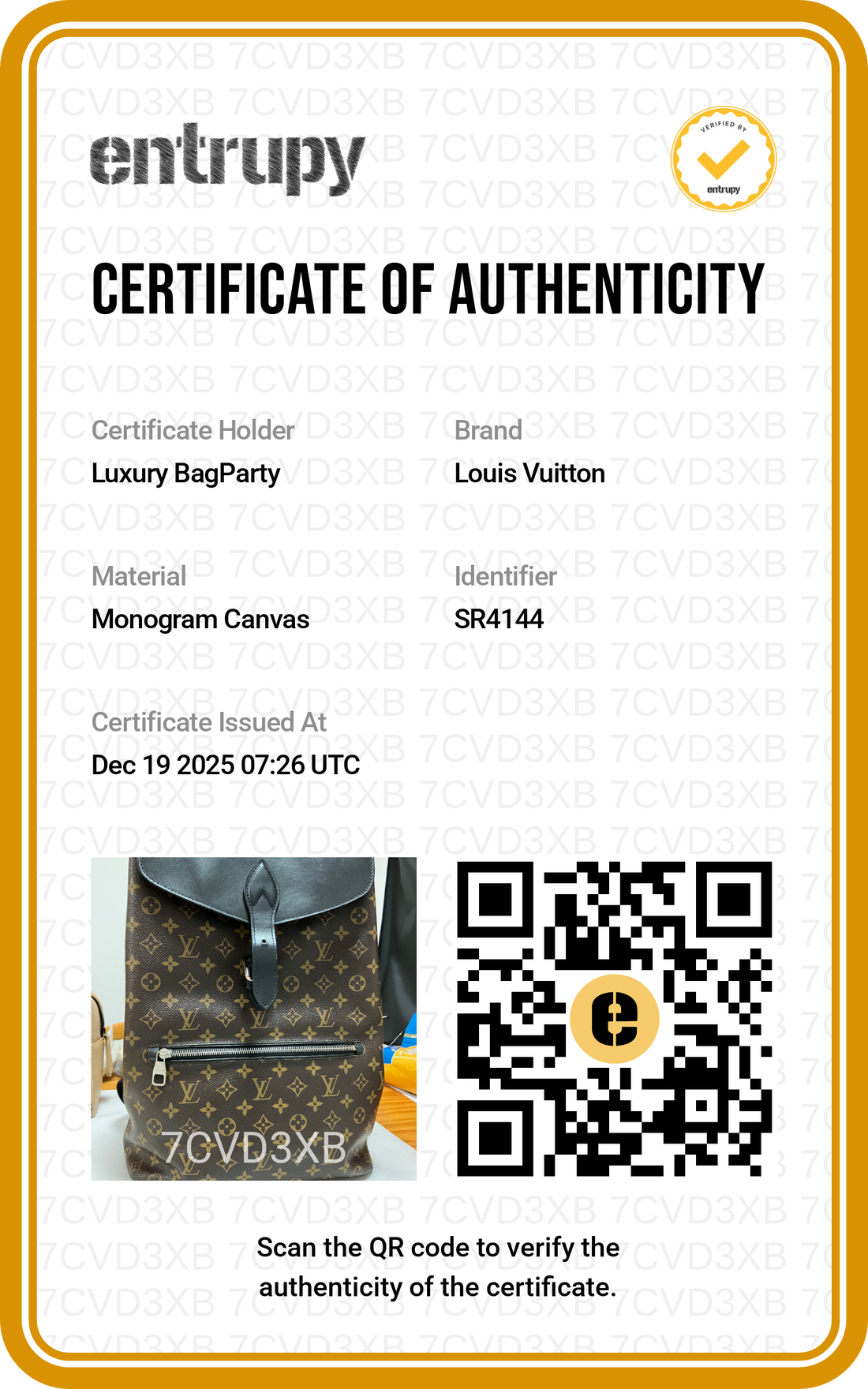 Louis Vuitton Palk Backpack in Monogram Macassar Canvas with Black Leather Trim LV1413