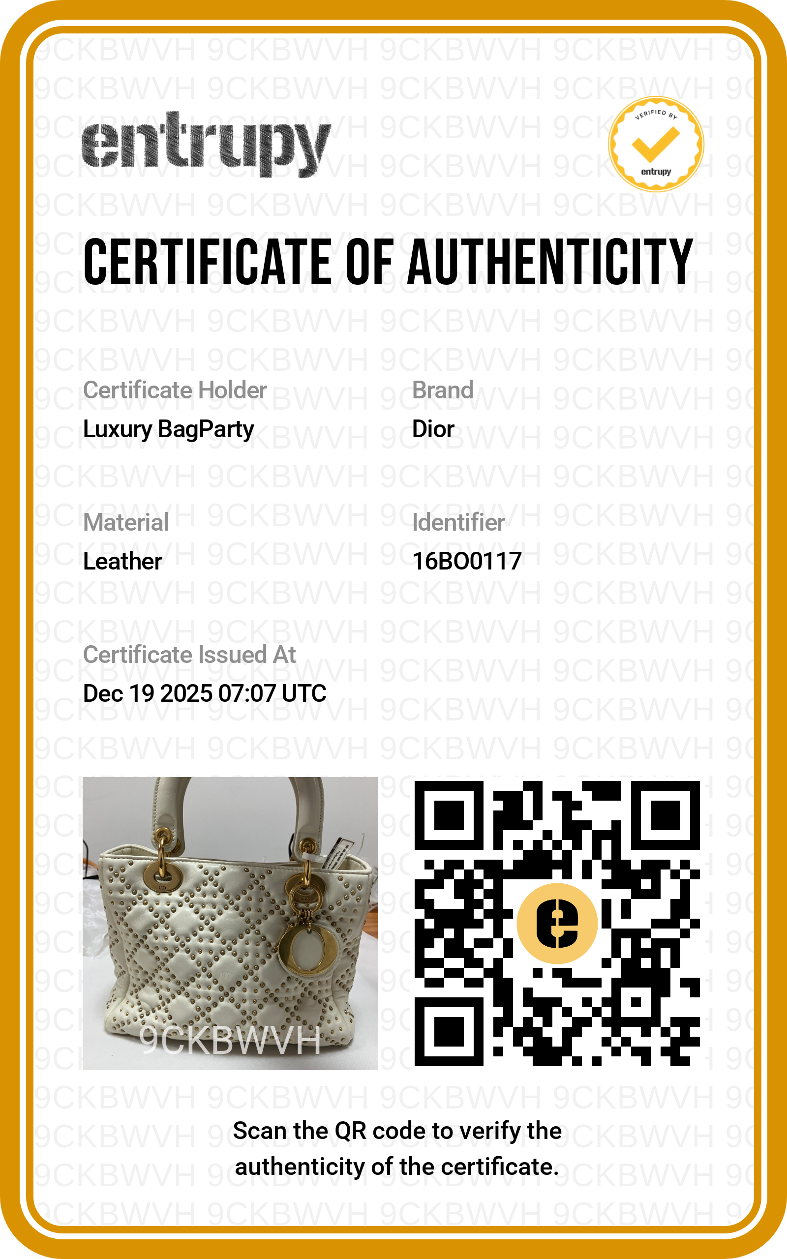 Dior White Lady Dior Bag with Gold Hardware DR349