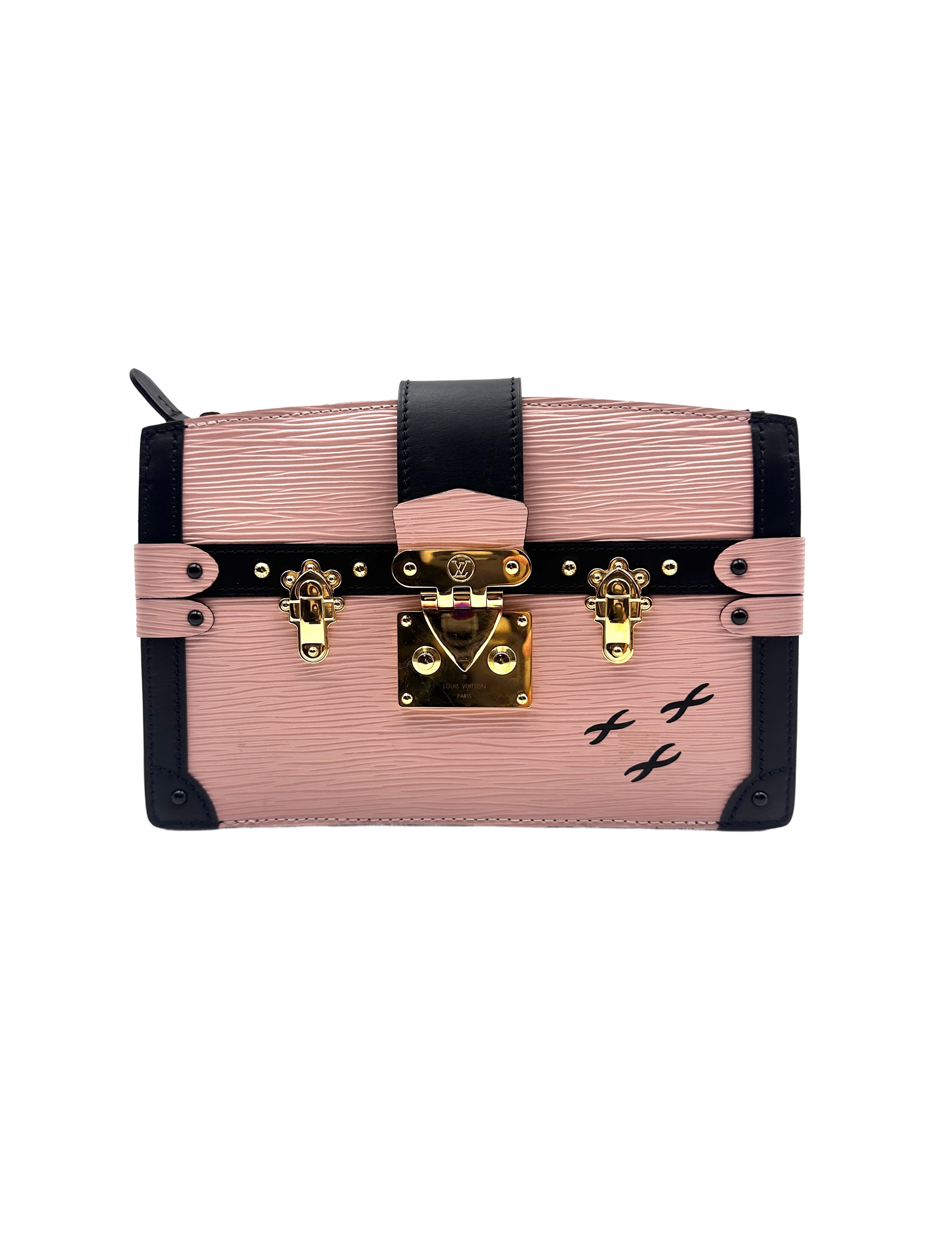 Louis Vuitton Epi Trunk Clutch Rose Ballerine Shouder Bag LV1421