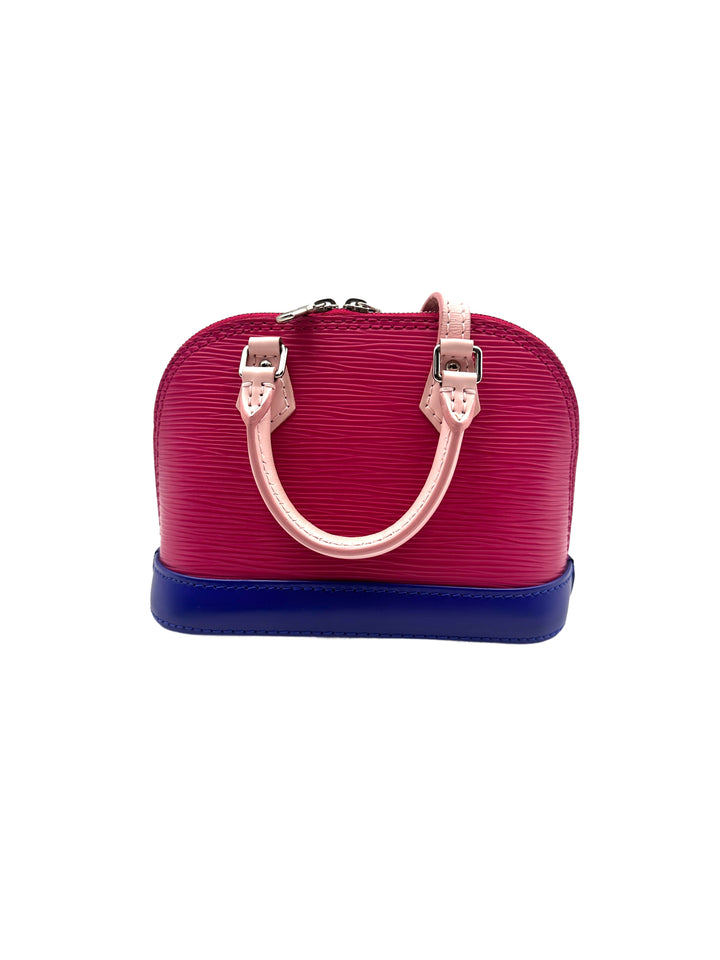Louis Vuitton Epi Nano Alma Bag in a Pink Blue and Fushsia Colorblock Pattern LV1420