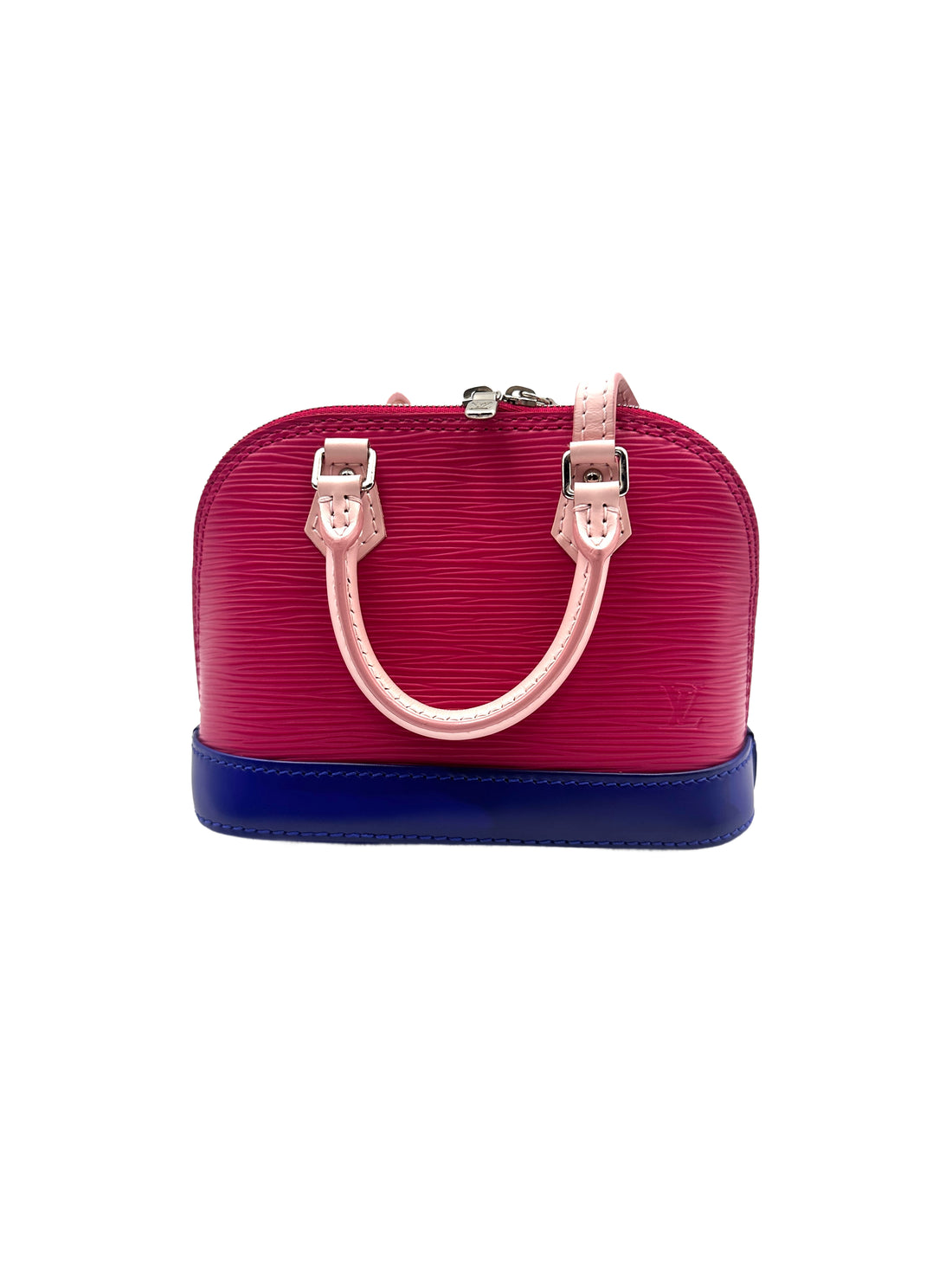 Louis Vuitton Epi Nano Alma Bag in a Pink Blue and Fushsia Colorblock Pattern LV1420