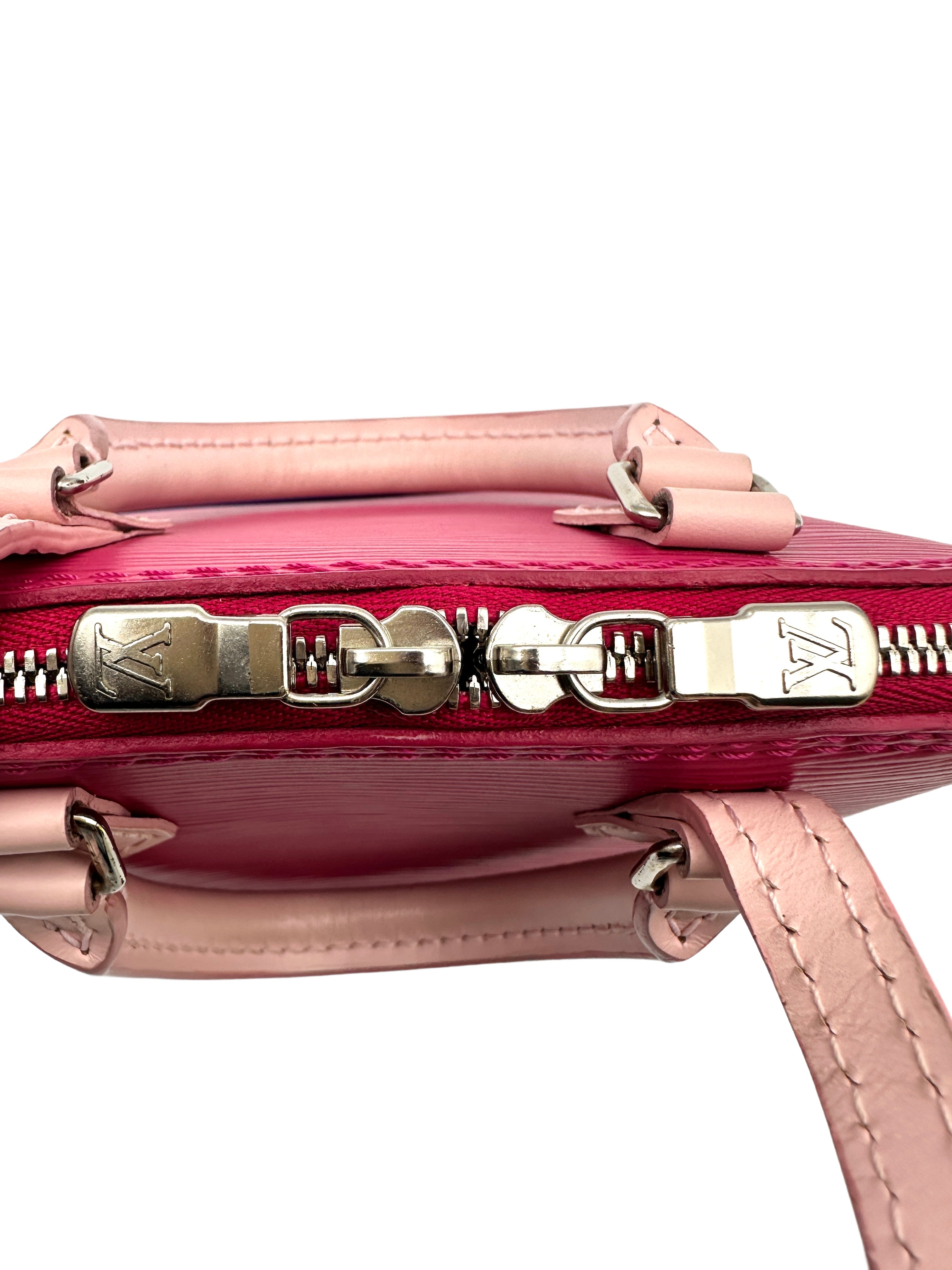 Louis Vuitton Epi Nano Alma Bag in a Pink Blue and Fushsia Colorblock Pattern LV1420