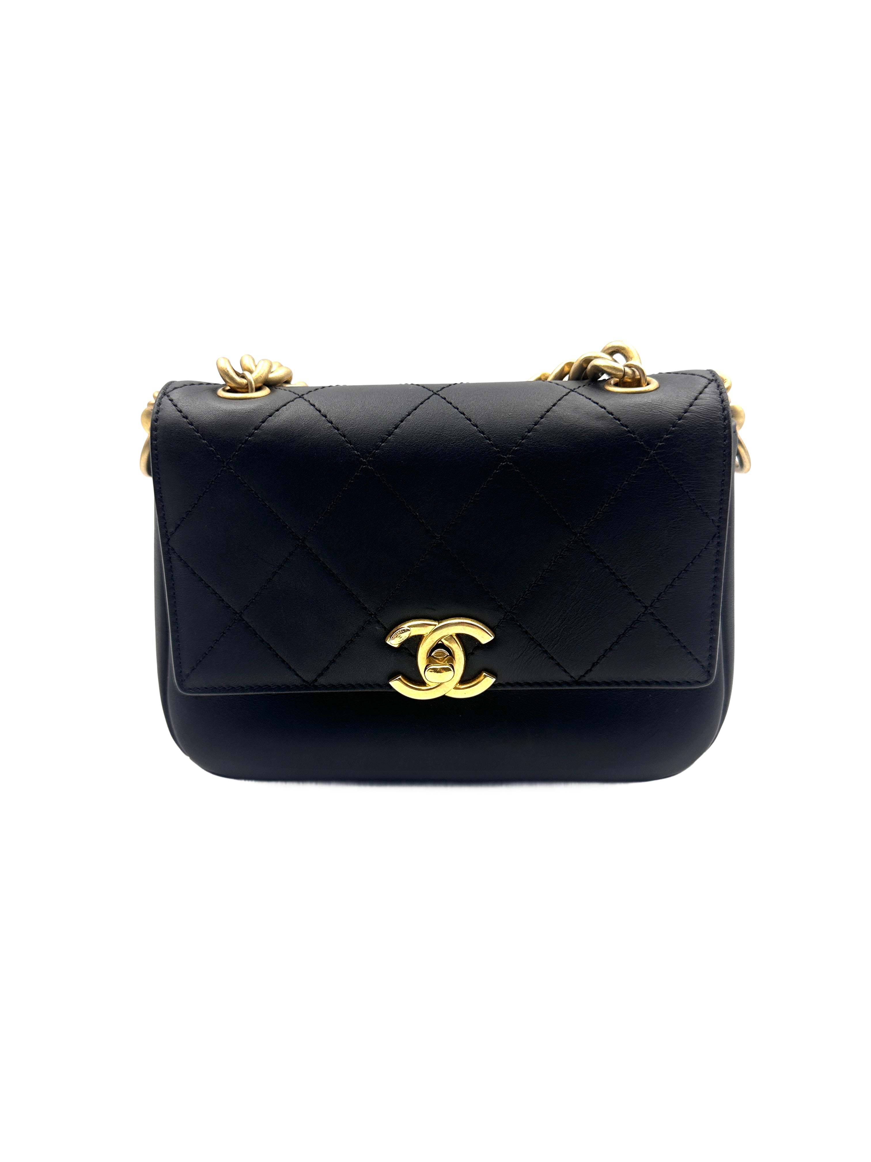 Chanel Square Pouch Leather Tote/Crossbody Bag - Cuban Metropolis Black Gold (26***91) CC922