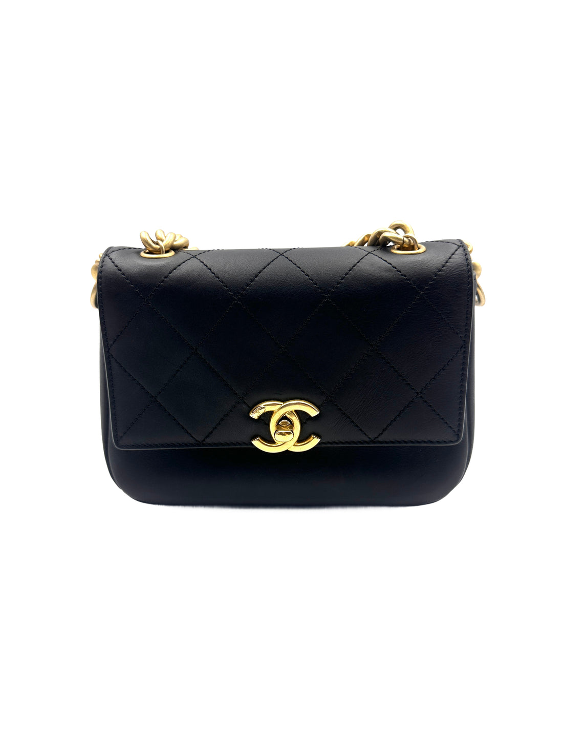 Chanel Square Pouch Leather Tote/Crossbody Bag - Cuban Metropolis Black Gold (26***91) CC922