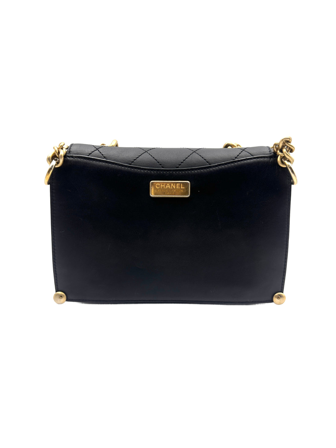 Chanel Square Pouch Leather Tote/Crossbody Bag - Cuban Metropolis Black Gold (26***91) CC922
