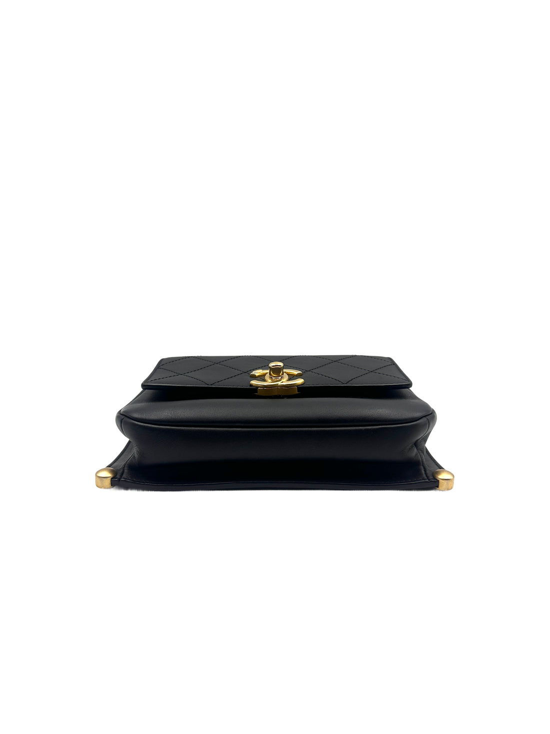 Chanel Square Pouch Leather Tote/Crossbody Bag - Cuban Metropolis Black Gold (26***91) CC922