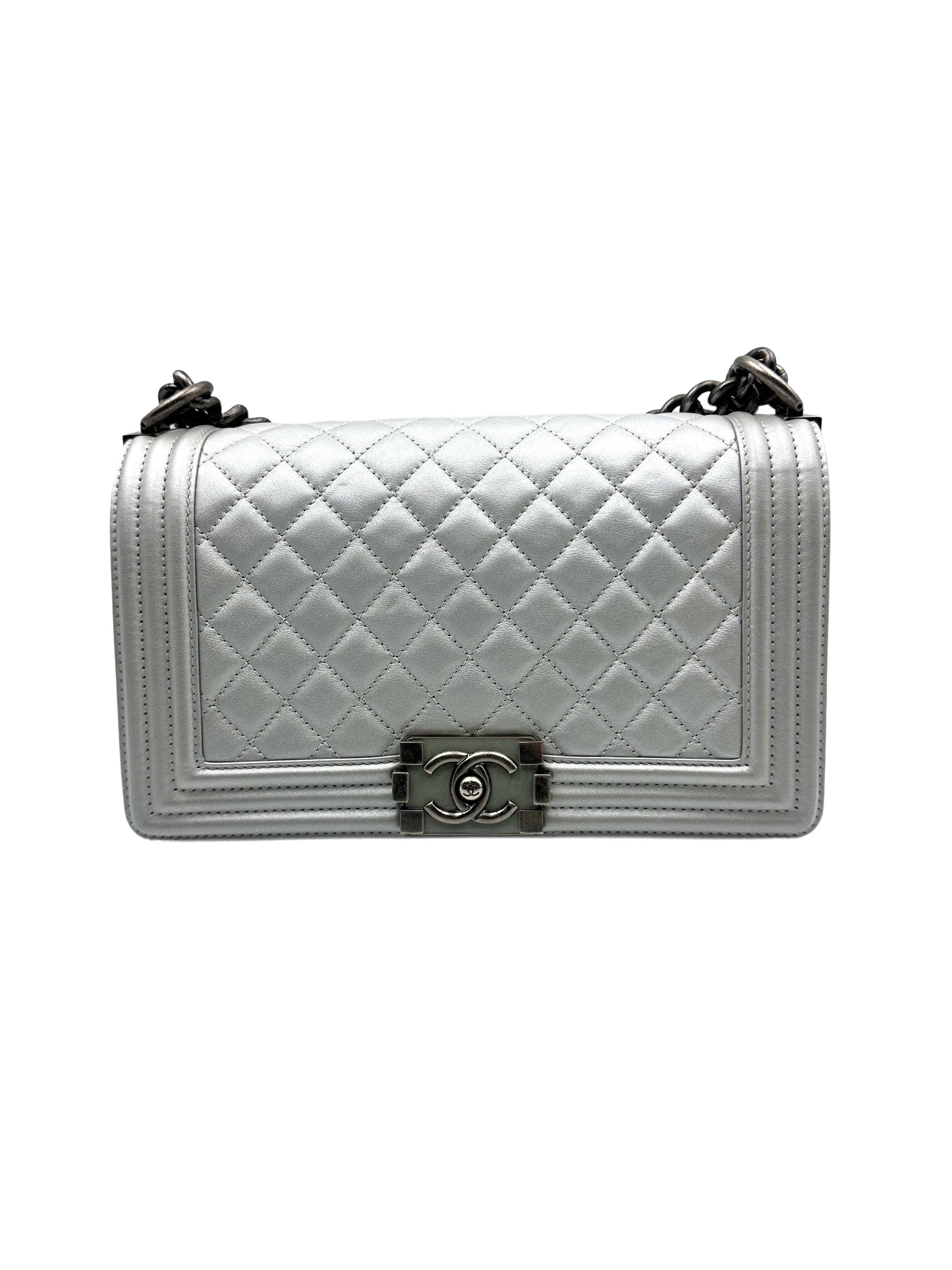 Chanel Lambskin Medium LeBoy Bag Silver (20***23) CC919