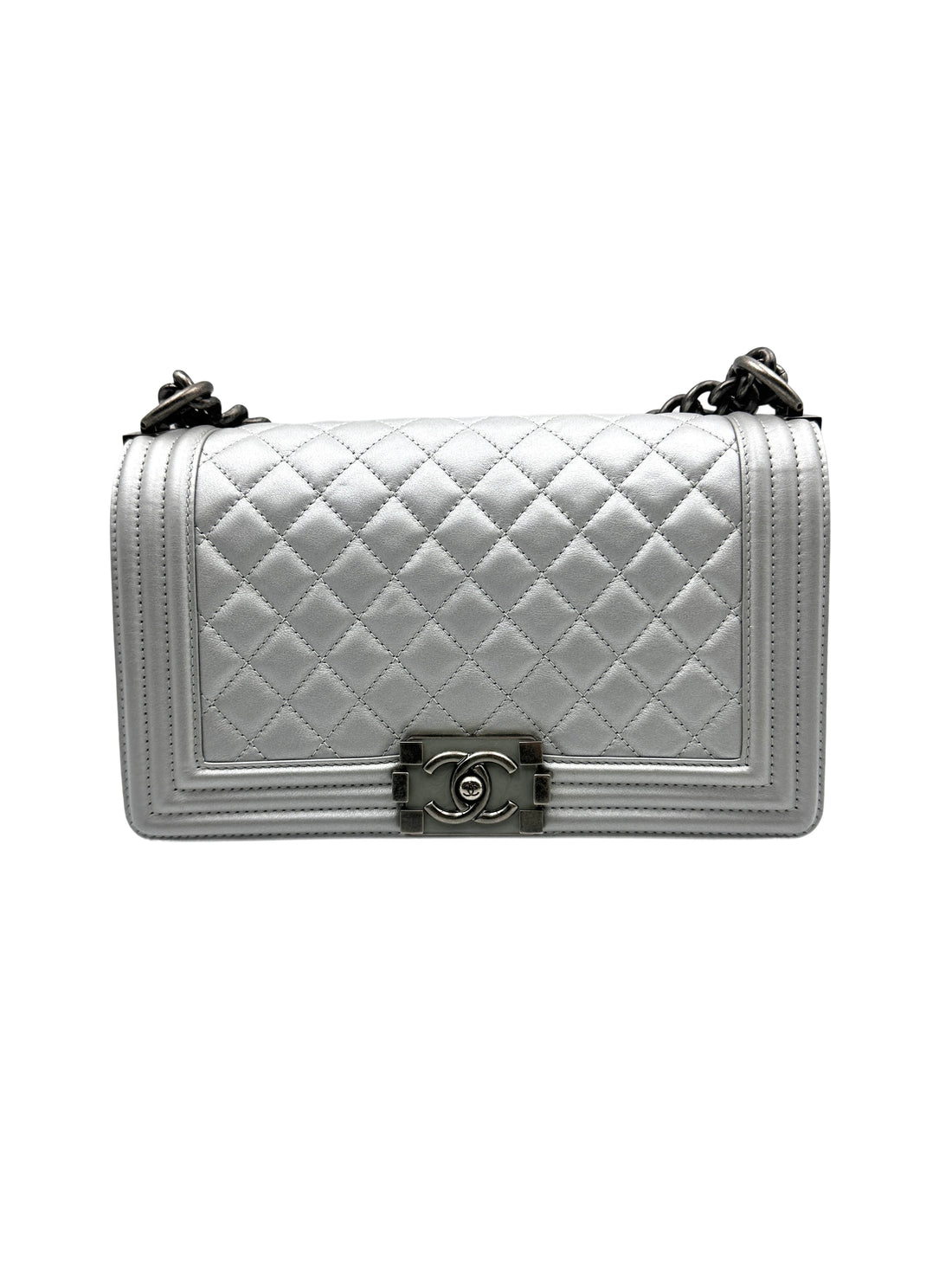 Chanel Lambskin Medium LeBoy Bag Silver (20***23) CC919