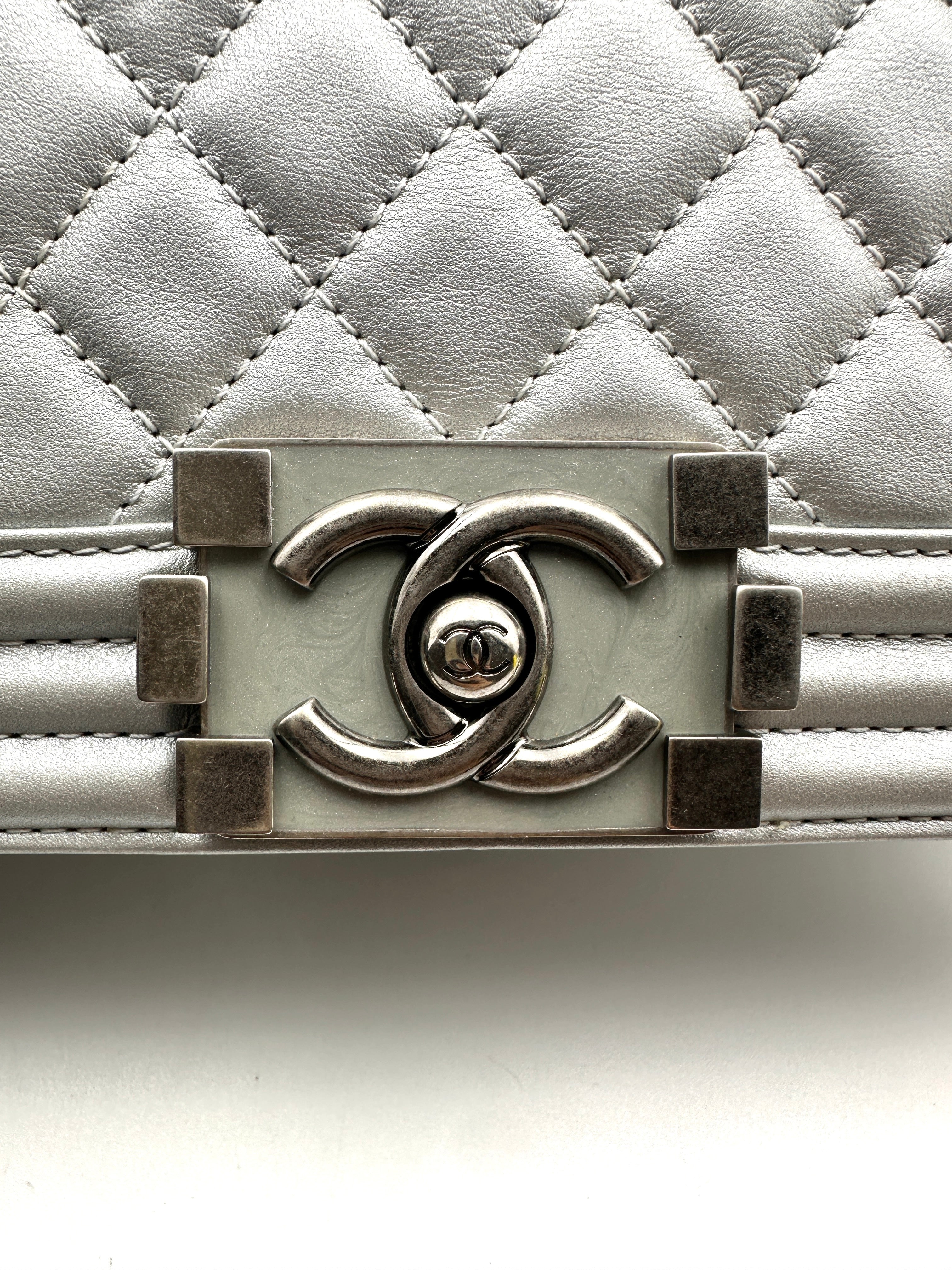 Chanel Lambskin Medium LeBoy Bag Silver (20***23) CC919