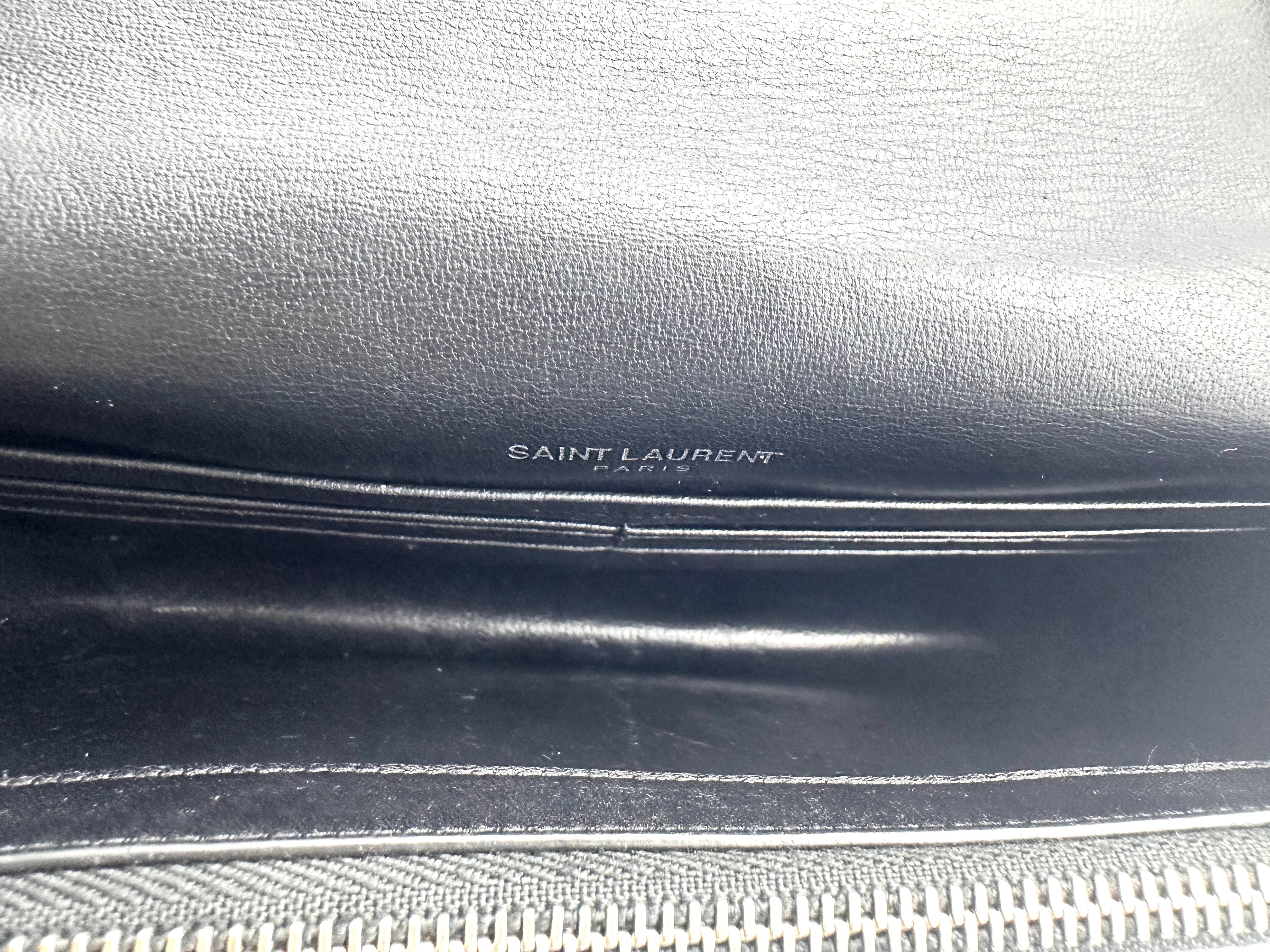 YSL Kate Crocodile Embossed Leather Small Size Chain Bag with a Silver-Tone Tassel  SL144