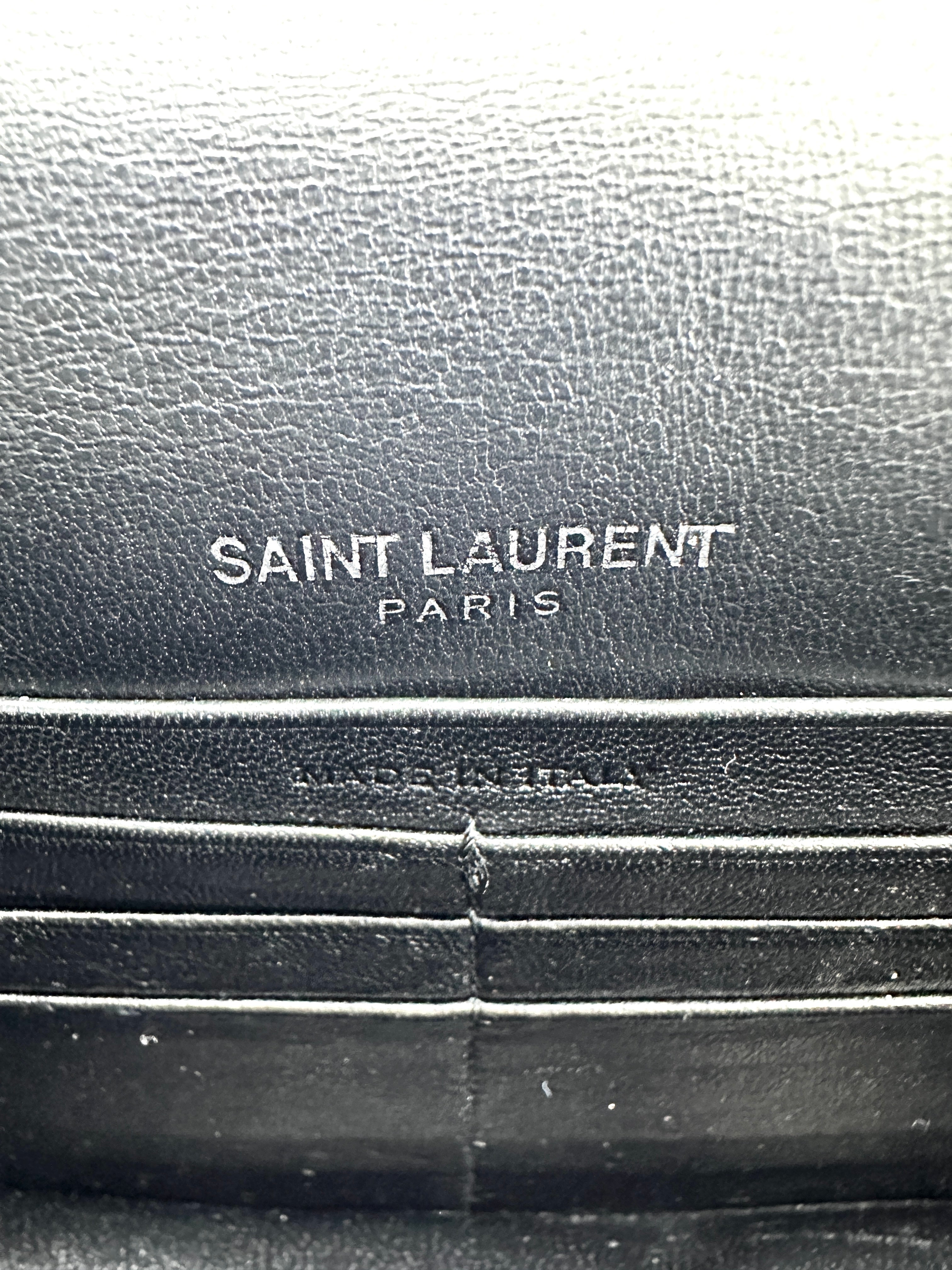 YSL Kate Crocodile Embossed Leather Small Size Chain Bag with a Silver-Tone Tassel  SL144