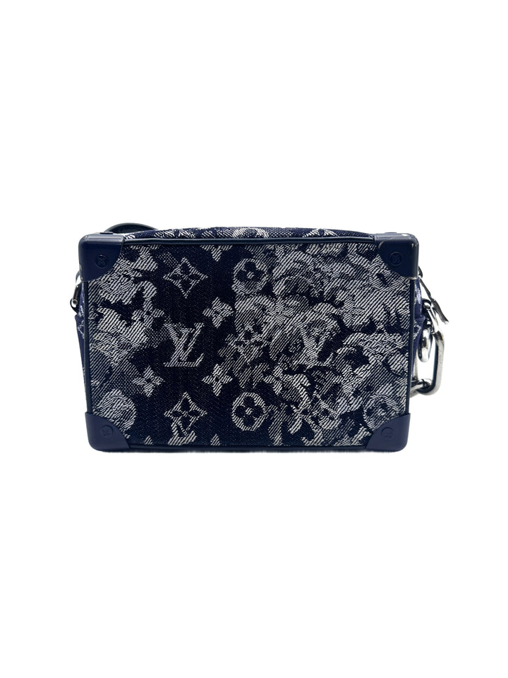 Louis Vuitton Soft Trunk Denim Embroidered Soft Box Bag Crossbody Bag Blue and White LV1423