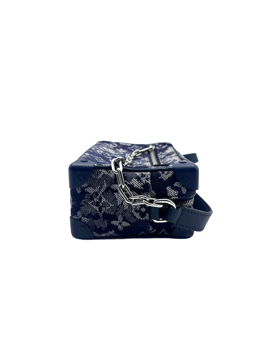 Louis Vuitton Soft Trunk Denim Embroidered Soft Box Bag Crossbody Bag Blue and White LV1423