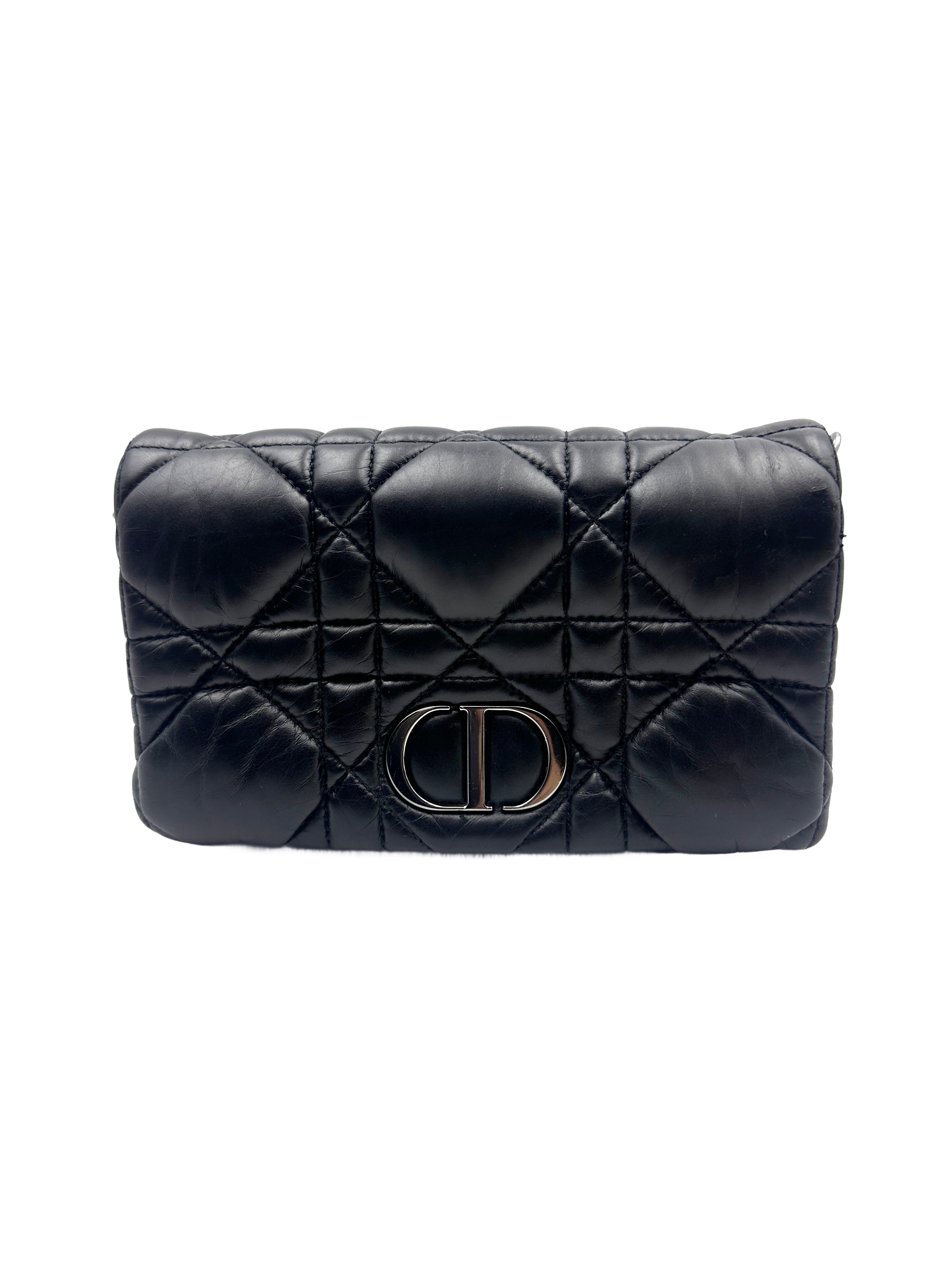 Dior Black Caro WOC Canvas Chain Bag DR350