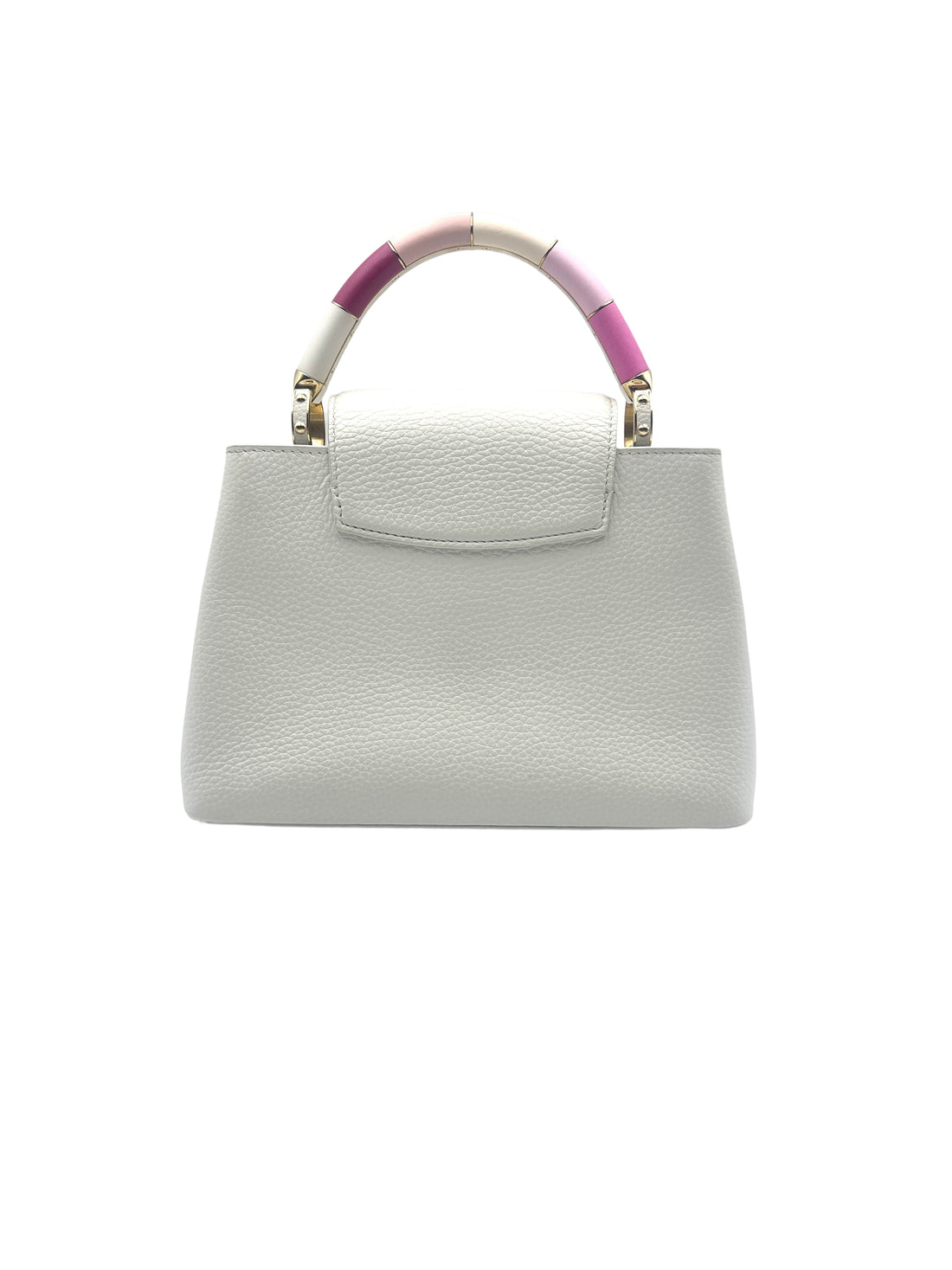 Louis Vuitton Capucines BB White Grained Calfskin Bag with Pink Gradient Enamel Handle LV1427