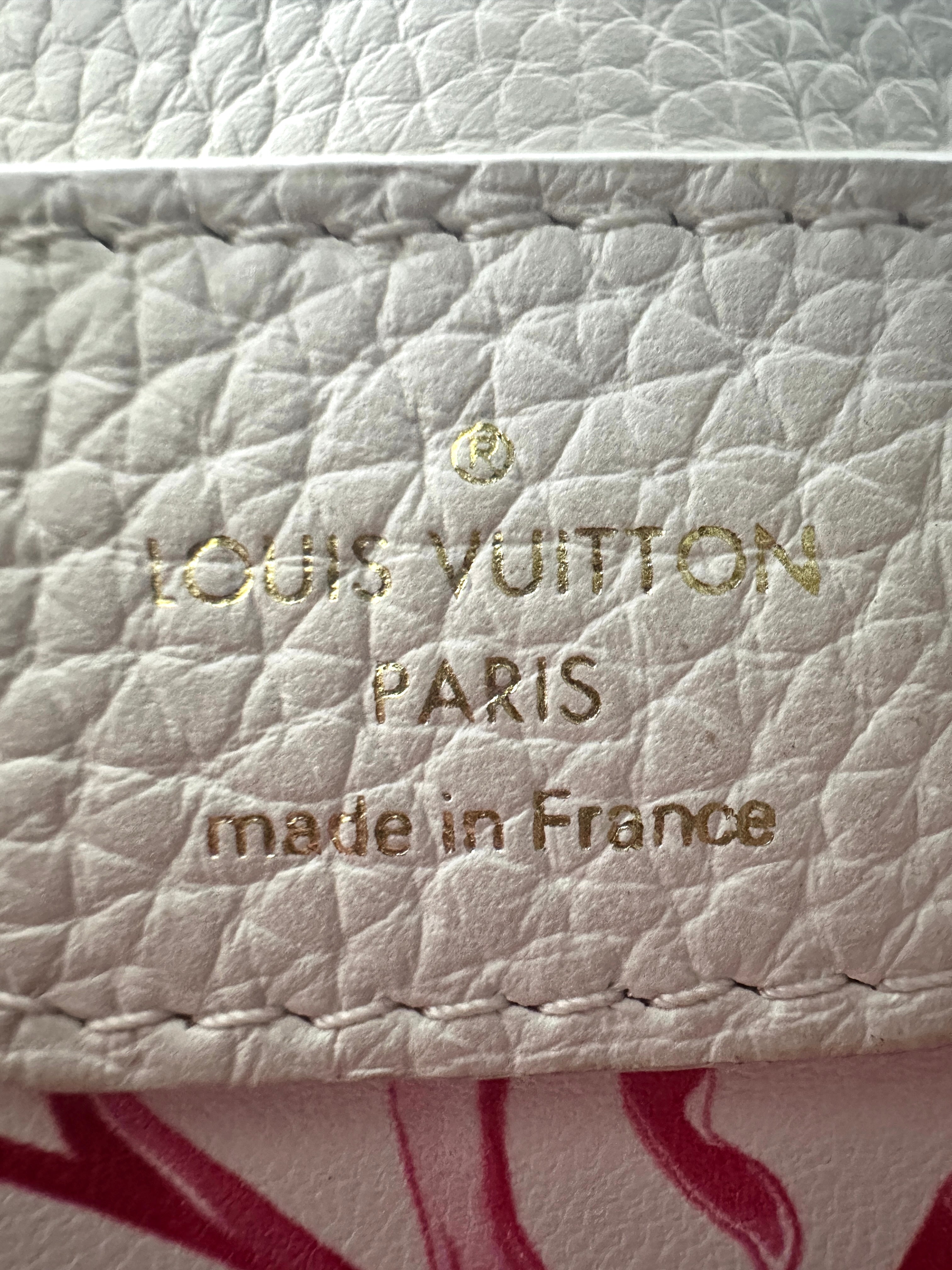Louis Vuitton Capucines BB White Grained Calfskin Bag with Pink Gradient Enamel Handle LV1427