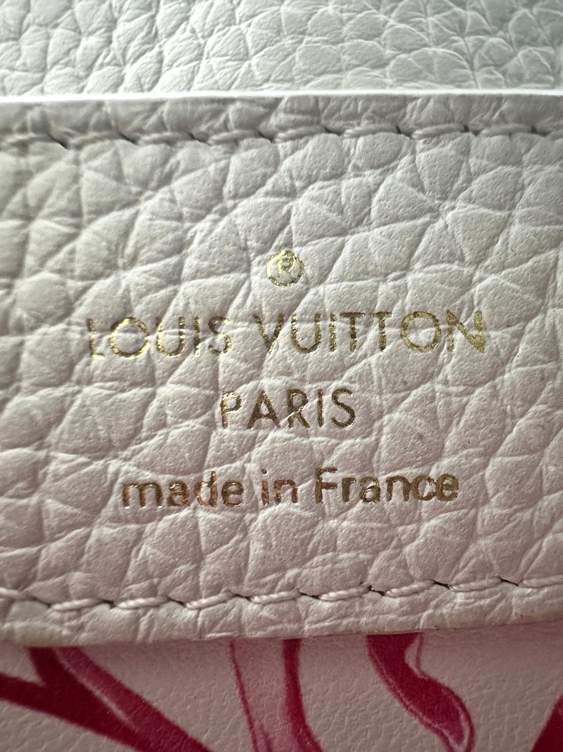 Louis Vuitton Capucines BB White Grained Calfskin Bag with Pink Gradient Enamel Handle LV1427
