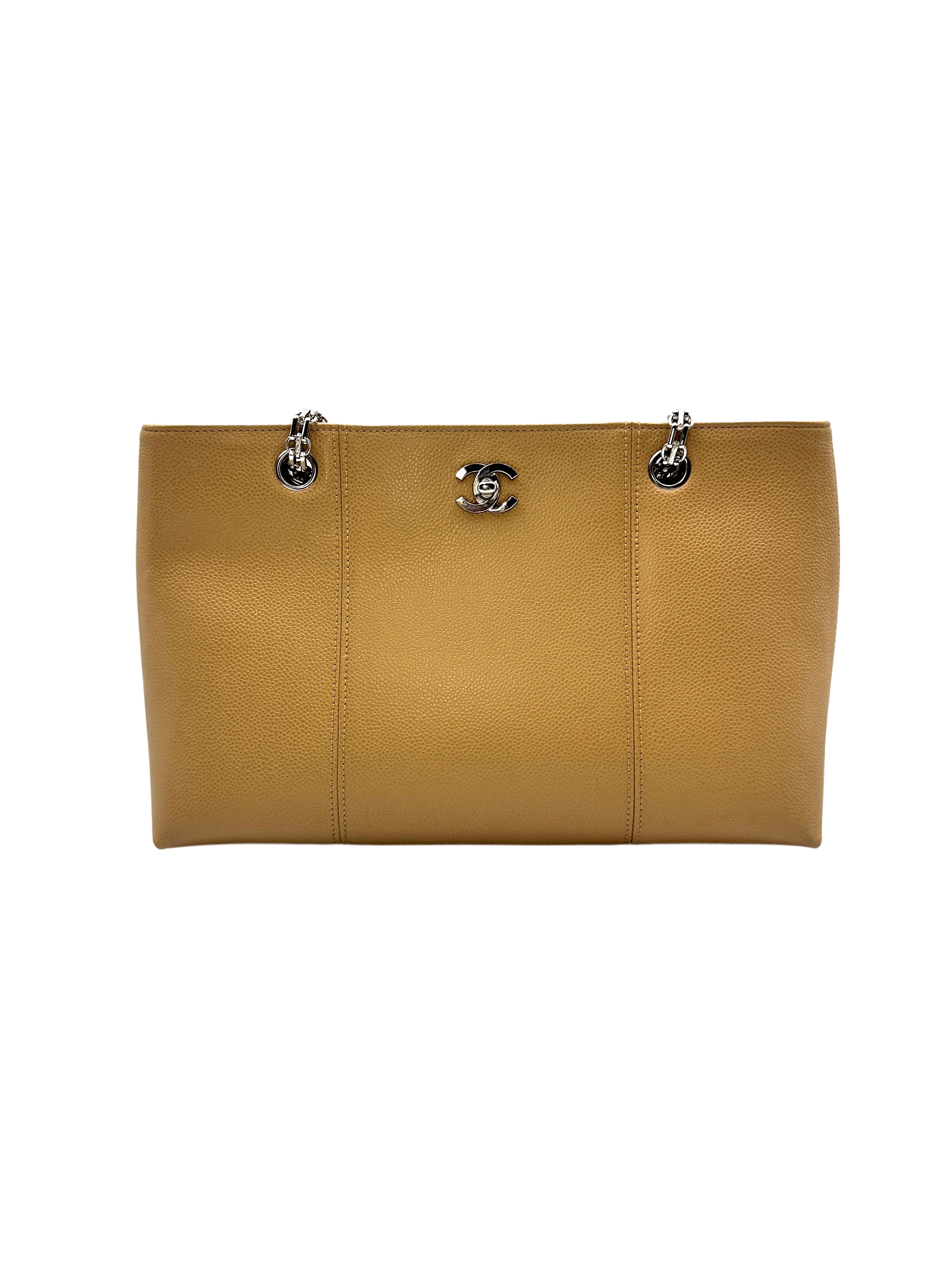 Chanel Caviar Mademoiselle Chain Tote Bag Camel (62***17) CC937