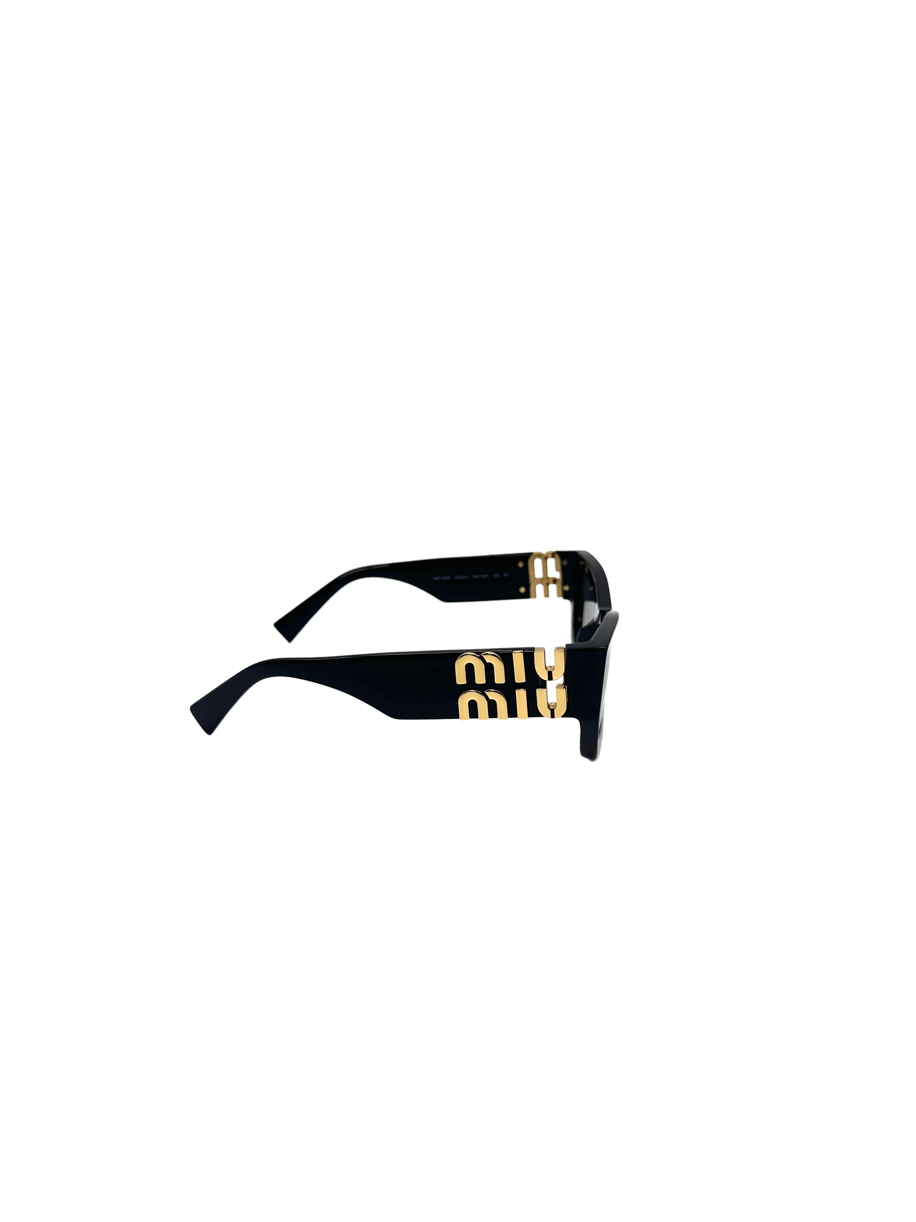 Miu Miu SMU09W Acetate Rectangle Sunglasses Black MMG03