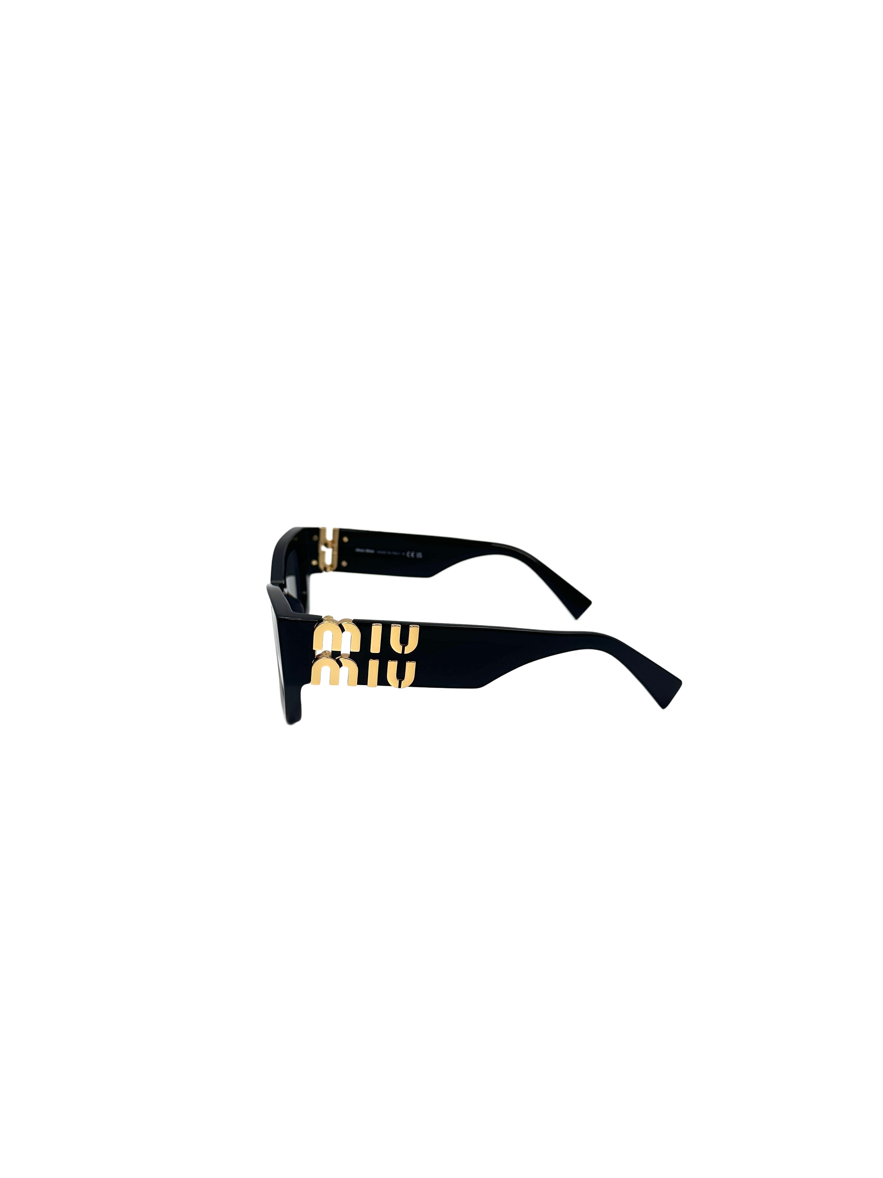 Miu Miu SMU09W Acetate Rectangle Sunglasses Black MMG03