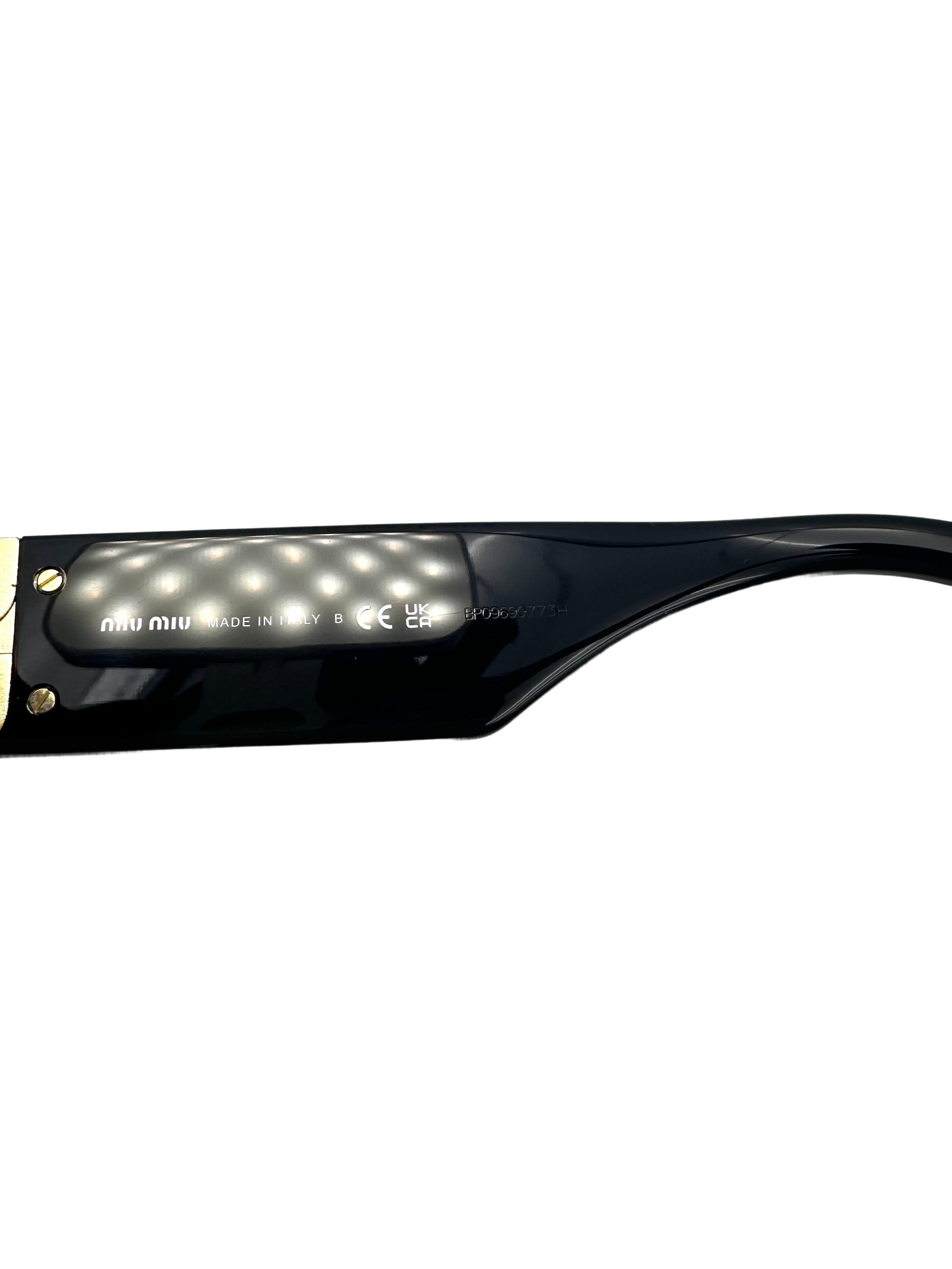 Miu Miu SMU09W Acetate Rectangle Sunglasses Black MMG03