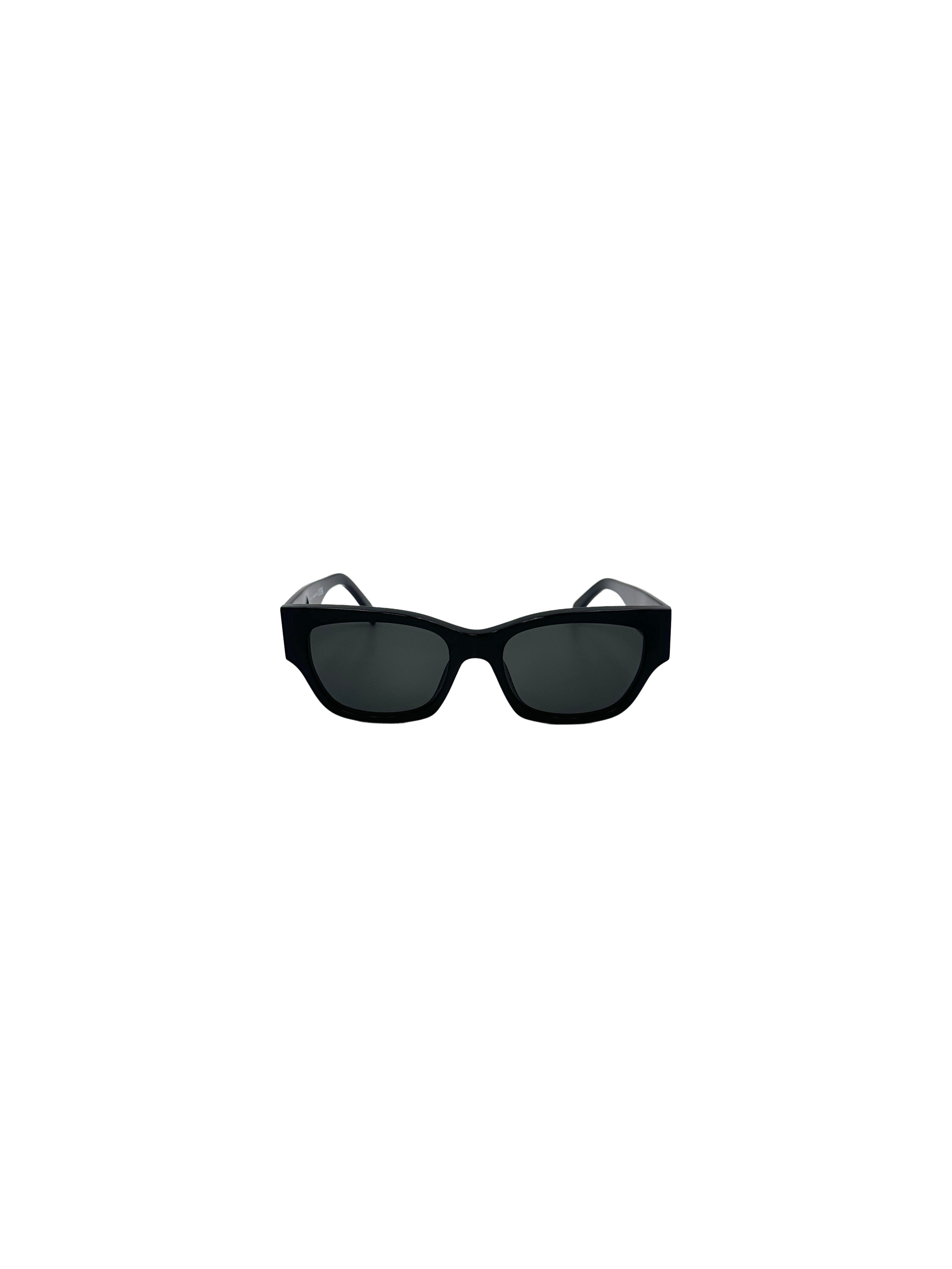 Celine Monochroms CL40197U Shiny Black Cat Eye Sunglasses with White Logo CEG01