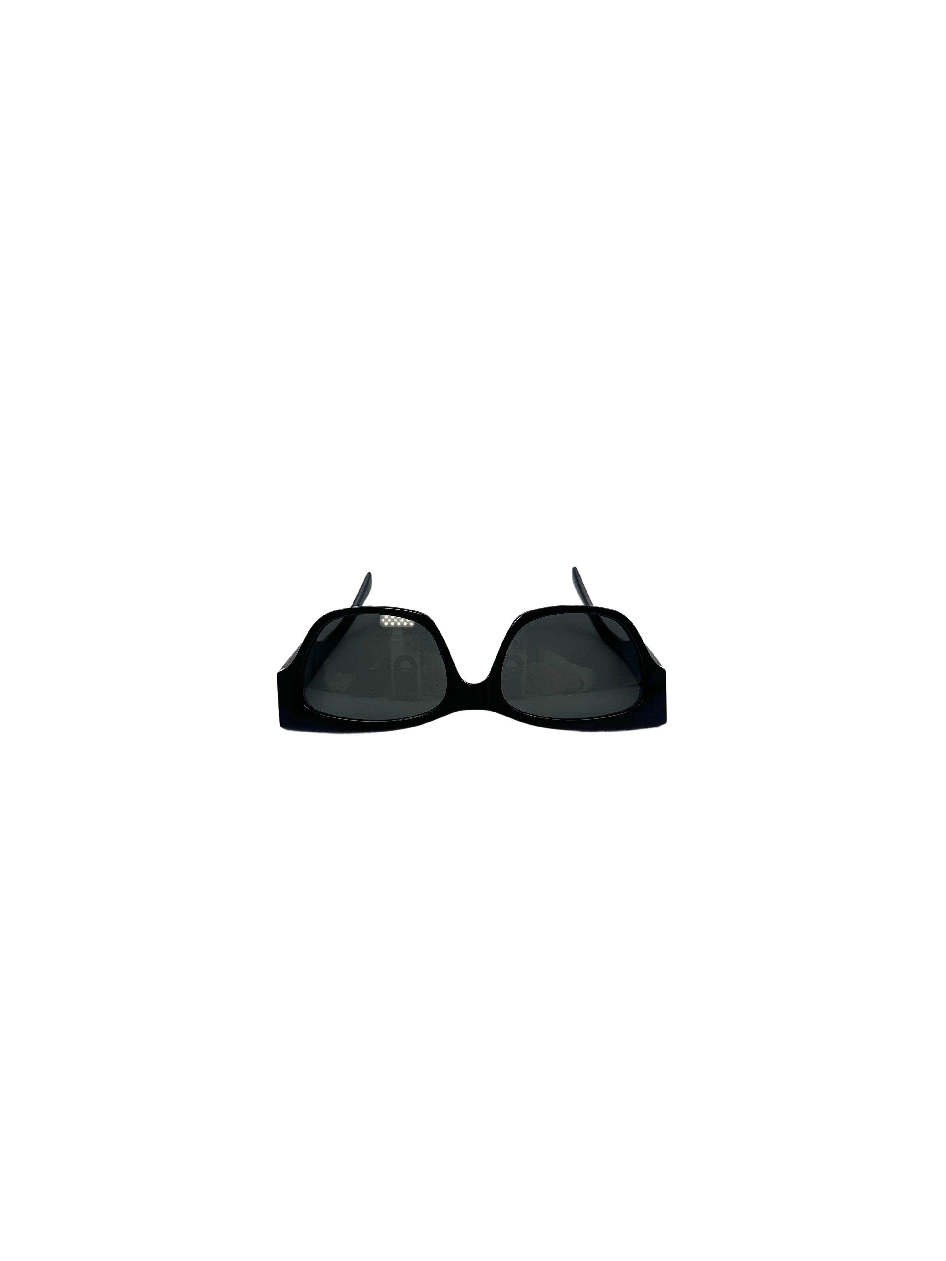 Celine Monochroms CL40197U Shiny Black Cat Eye Sunglasses with White Logo CEG01