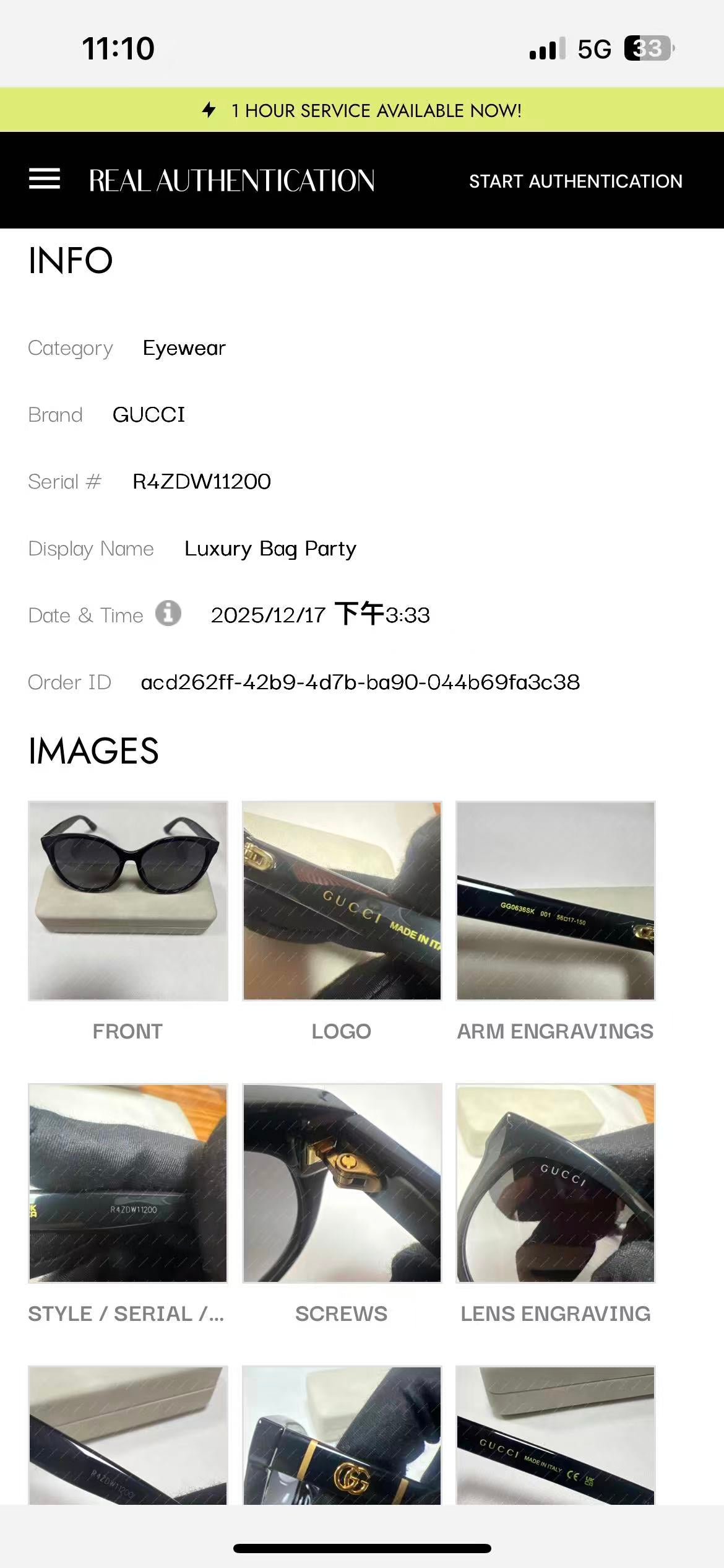 Gucci GG0636SK 001 Black Fram Gray Gradien Sunglasses GGG02